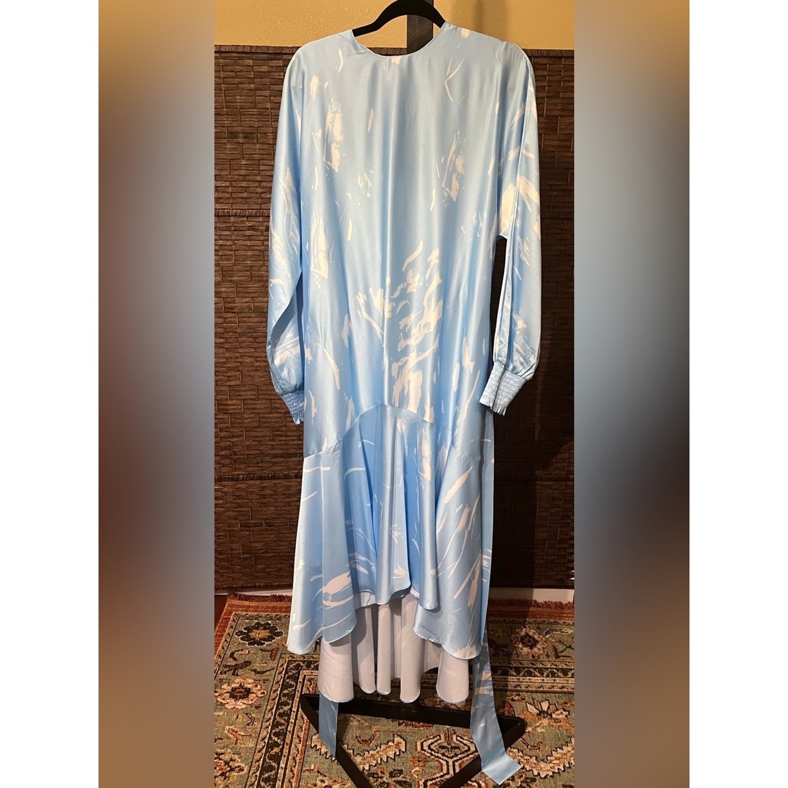 New Aleeza Paris Onyx Printed Dress – Sky Cloud Blue – Size Large