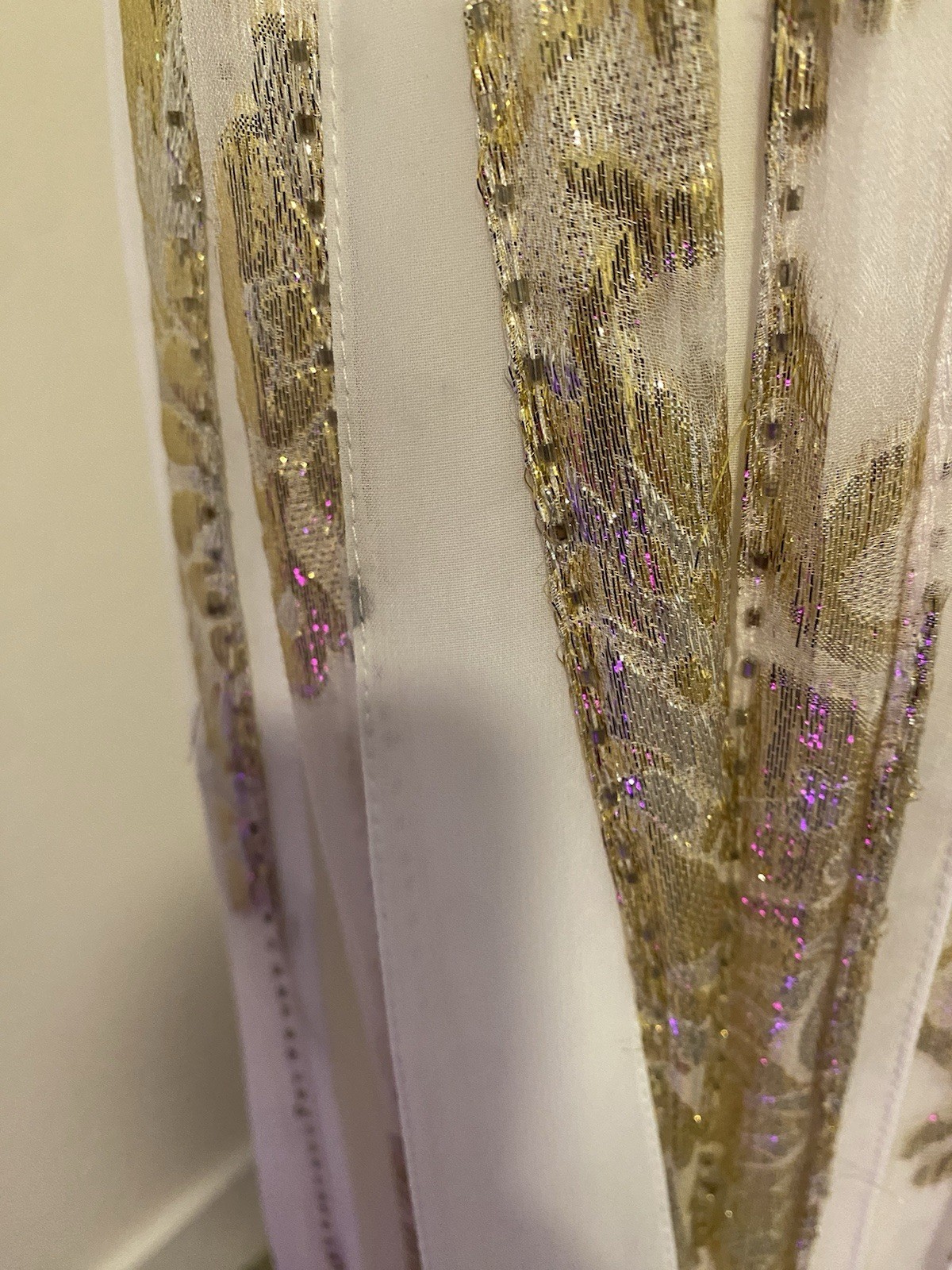 Sue Wong Nocturne White/Gold Beaded Sequin Fringe Bride Y2K Maxi Dress Gown 2