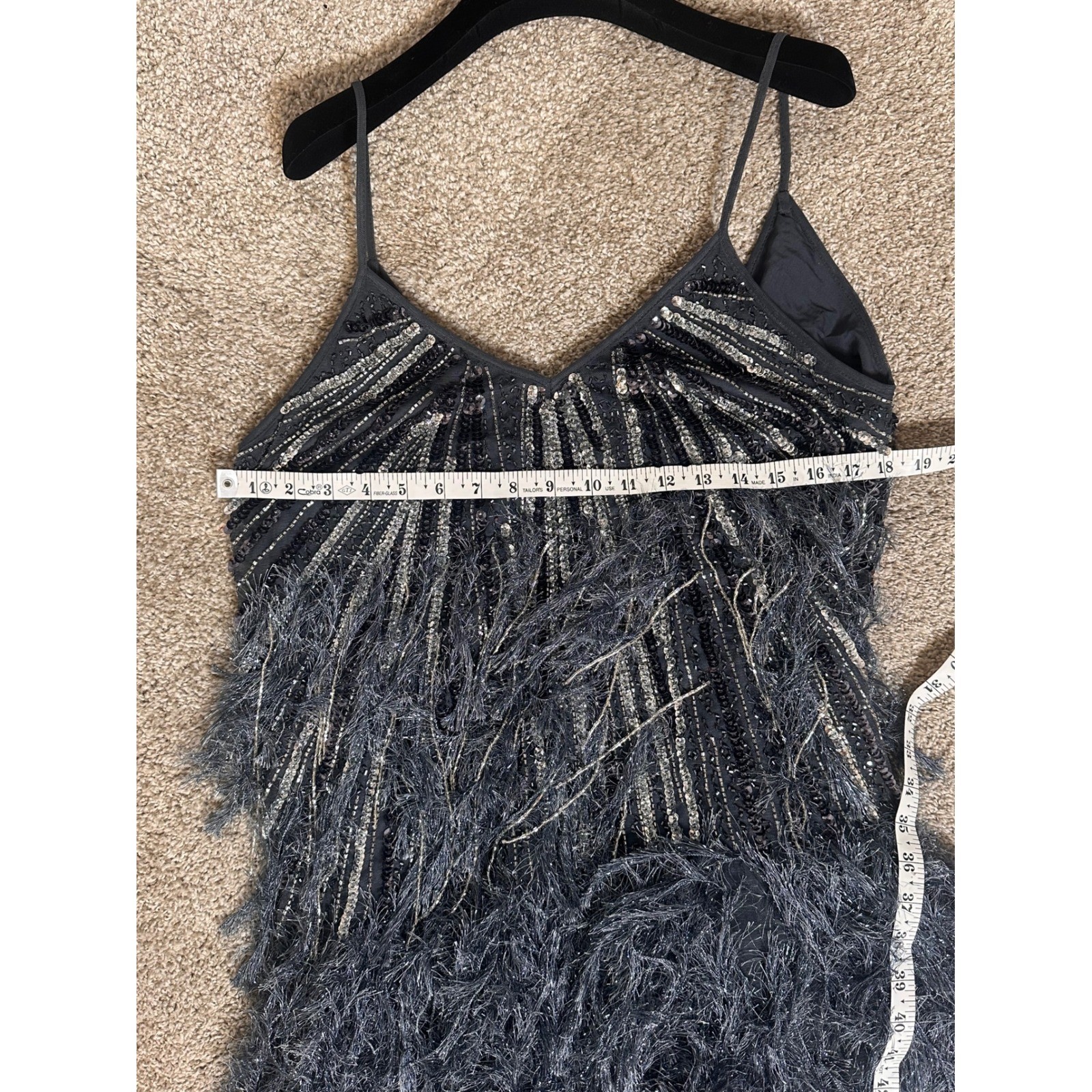 ASOS Edition Sequin and Feather Mini Dress midnight Grey Flapper 1920’s US 6 NEW
