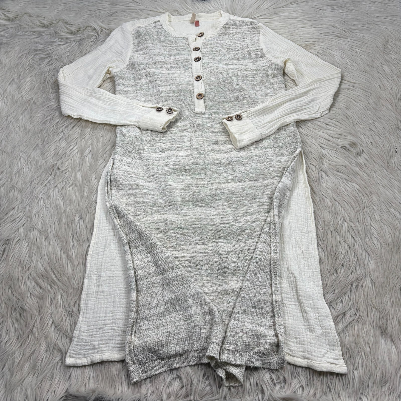 Pilcro Women’s M Mixed Material Tunic Dress Gauze Cotton Marled Knit Midi