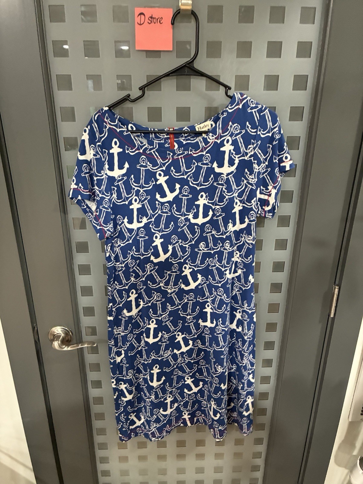 Hatley Anchors Away Blue Short Sleeve Ladies Shift Dress Size Large