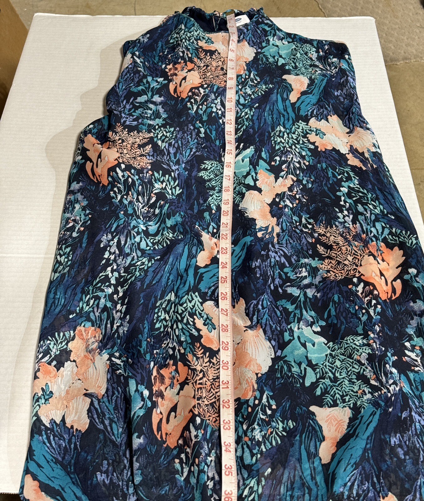 Old Navy Dress Blue Tropical Floral Silky Chiffon Hi-Lo Midi Beach Size XS Women