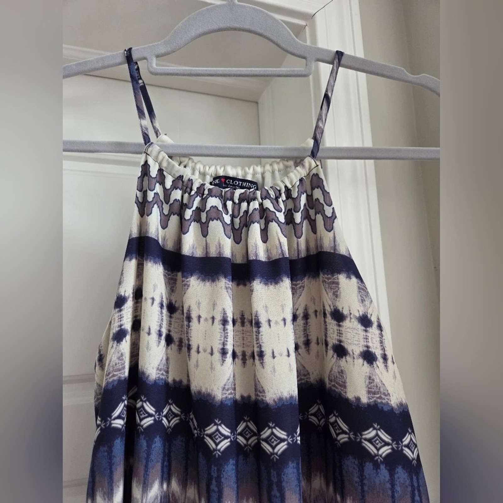 One Clothing Ombre Tye-dye Patterned Blue And Cream Maxi Dress