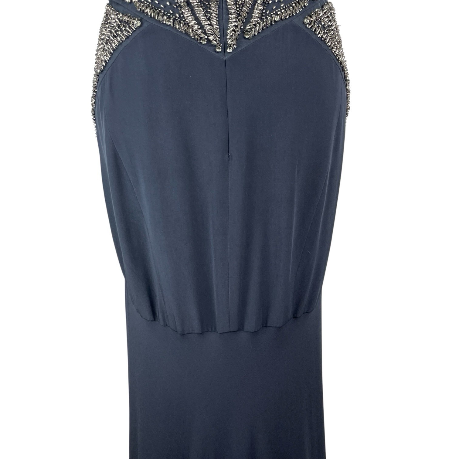 AMANDA WAKELEY Jelena Navy Gown, Size AU/UK 14 US 10, Beaded Silk Evening Dress