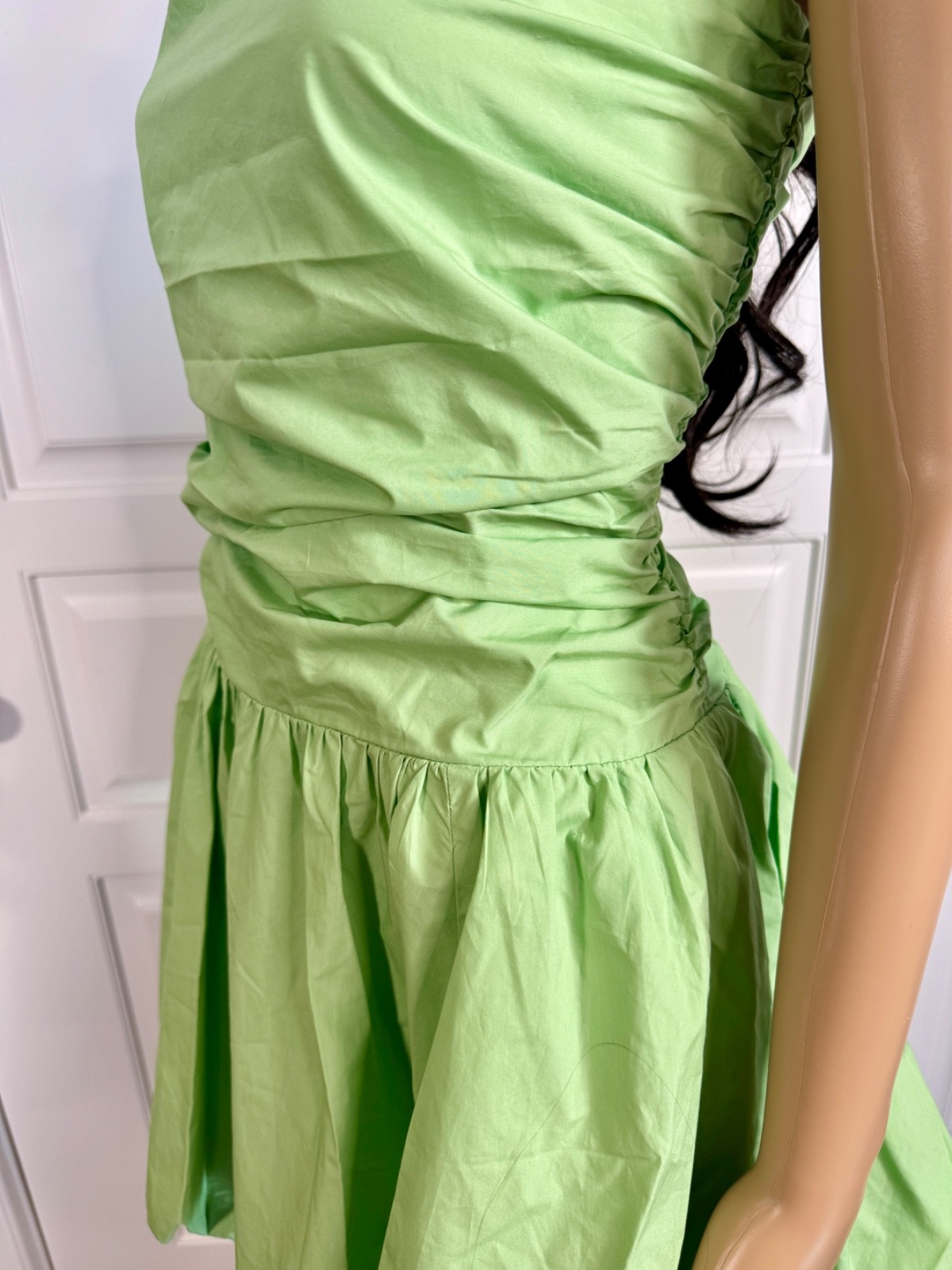 MINT COLORED STRAPLESS DROP WAIST BUBBLE HEM MINI DRESS WITH POCKETS – NWT
