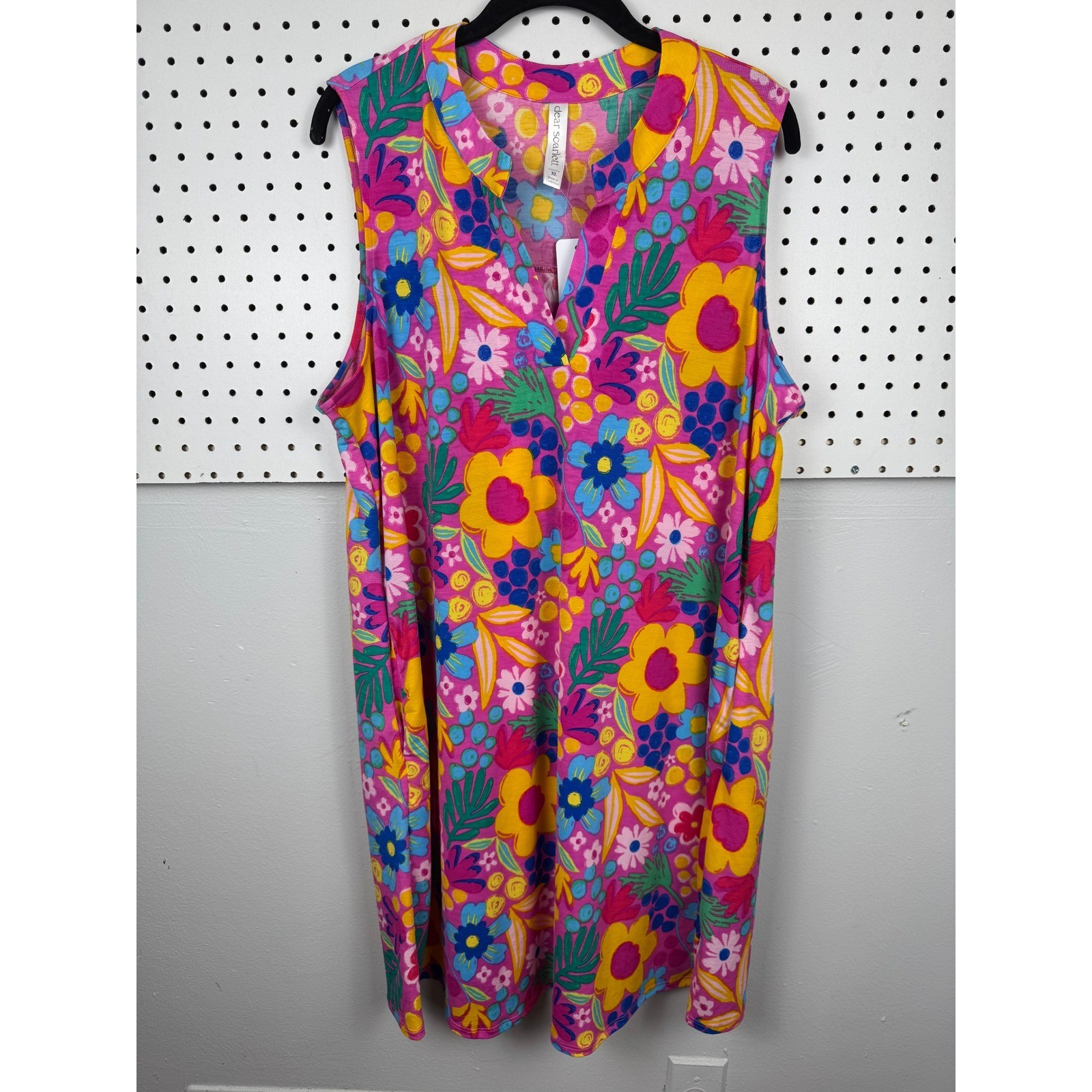 Dear Scarlett NWT Pink Floral Lizzy Dress XL Dopamine Maximalist Colorful