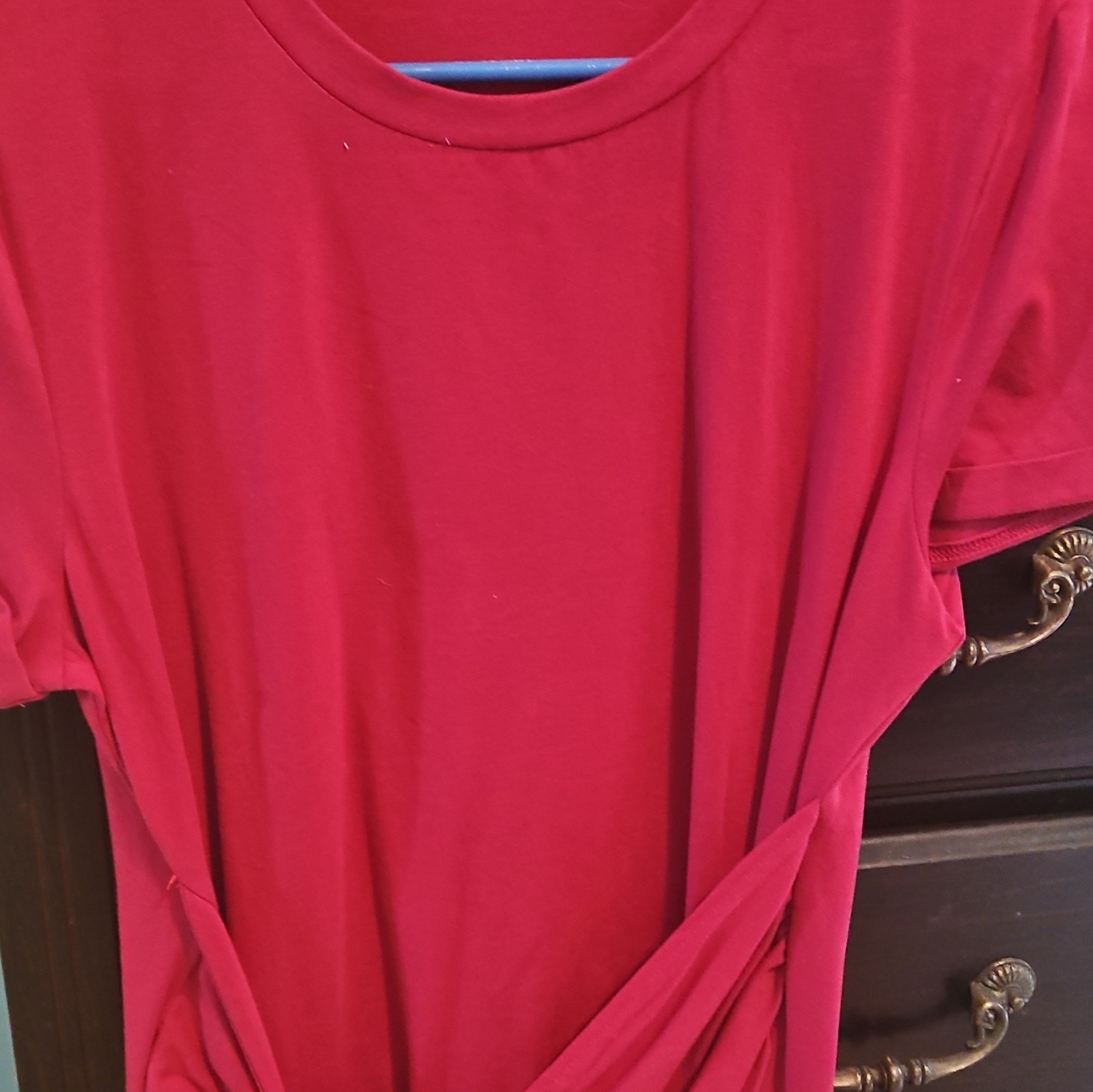 MEROKEETY Women’s Pink Solid T-Shirt Midi Dress Round Neck Stretch Knit M