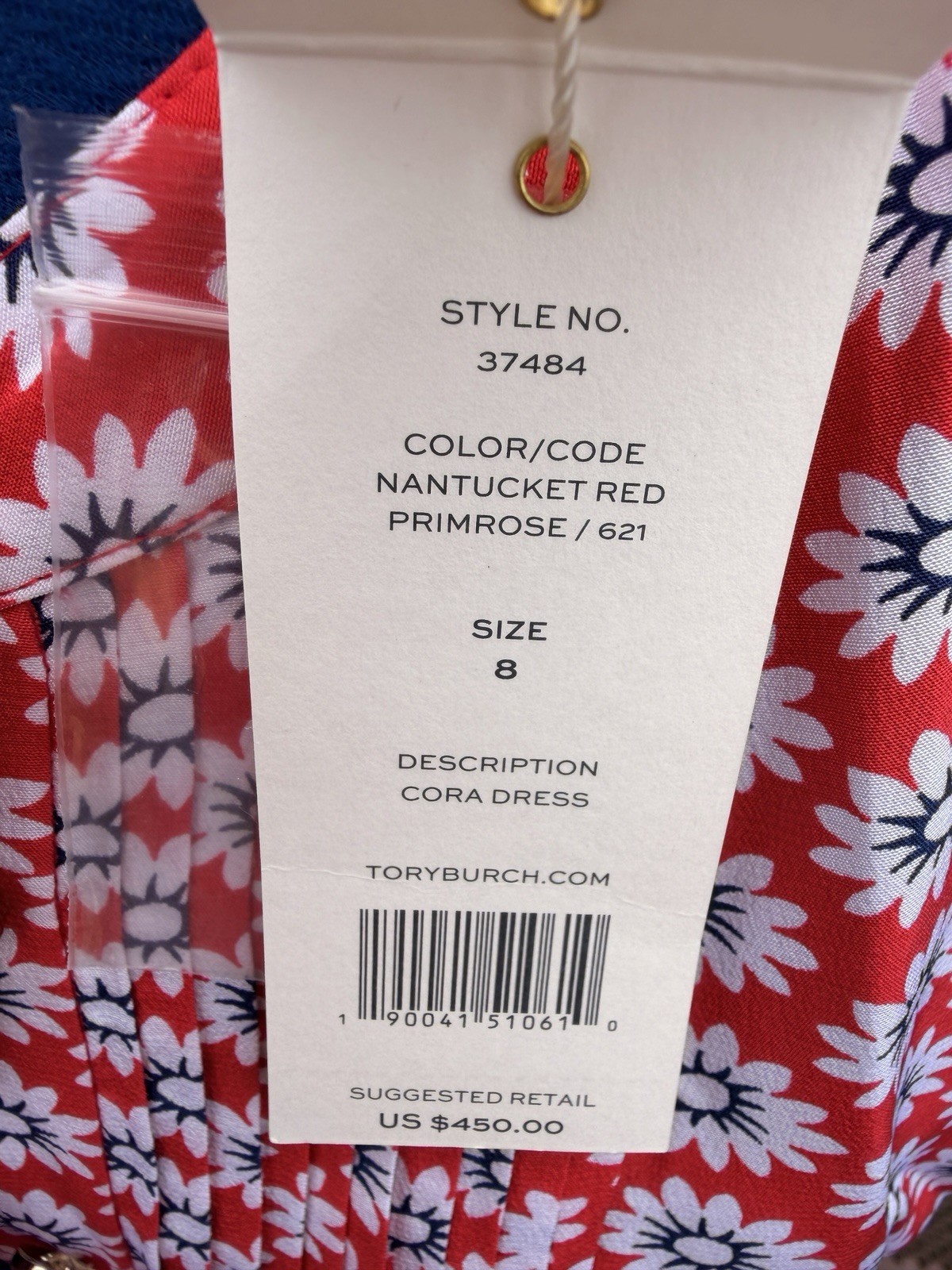 Tory Burch Nantucket Red Primrose Cora Silk Size 8 Dress NWT