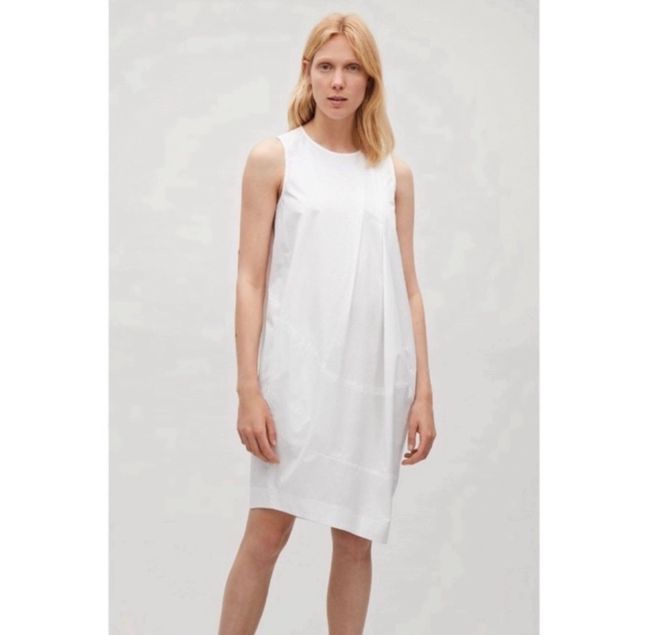 COS Voluminous Poplin Sleeveless Dress in White – EU 32