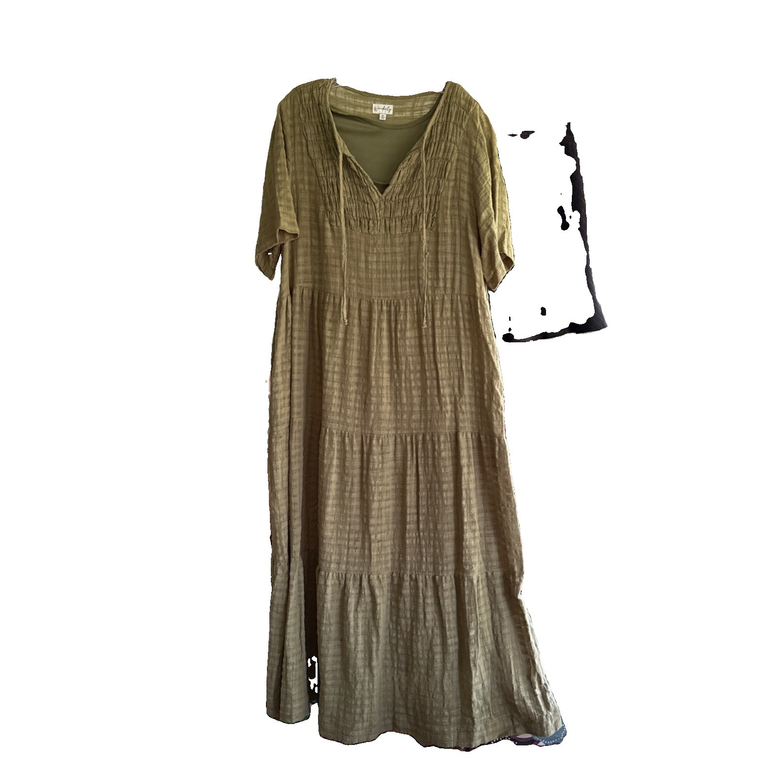 XL Wonderly Green Women’s Dress Lined Gauze Cotton 16
