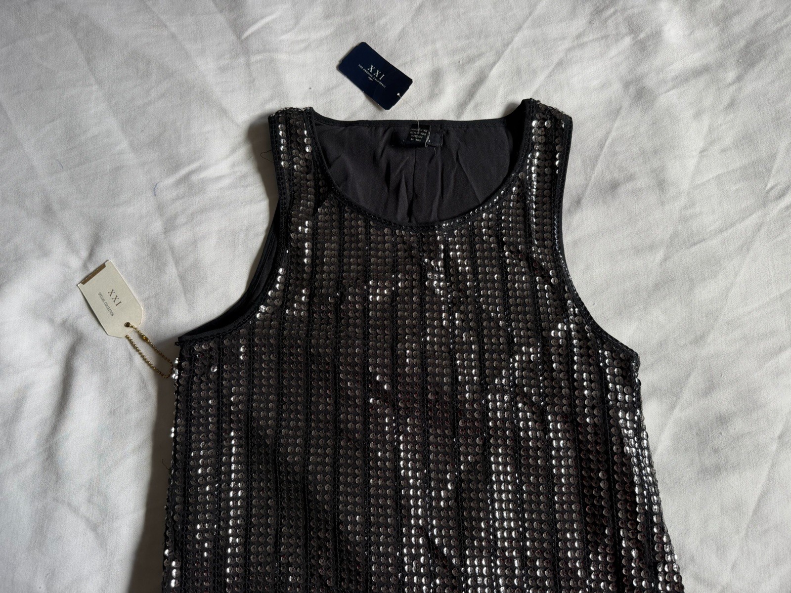 NWT XXI Dress S SMALL Black Silver Sequins Sparkly Cocktail Party Forever 21