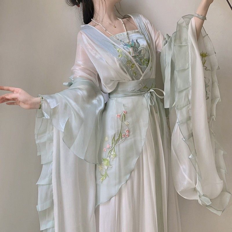 One Suit Hanfu Women Chinese Traditional Embroidery Dress Female Fairy Cosplay