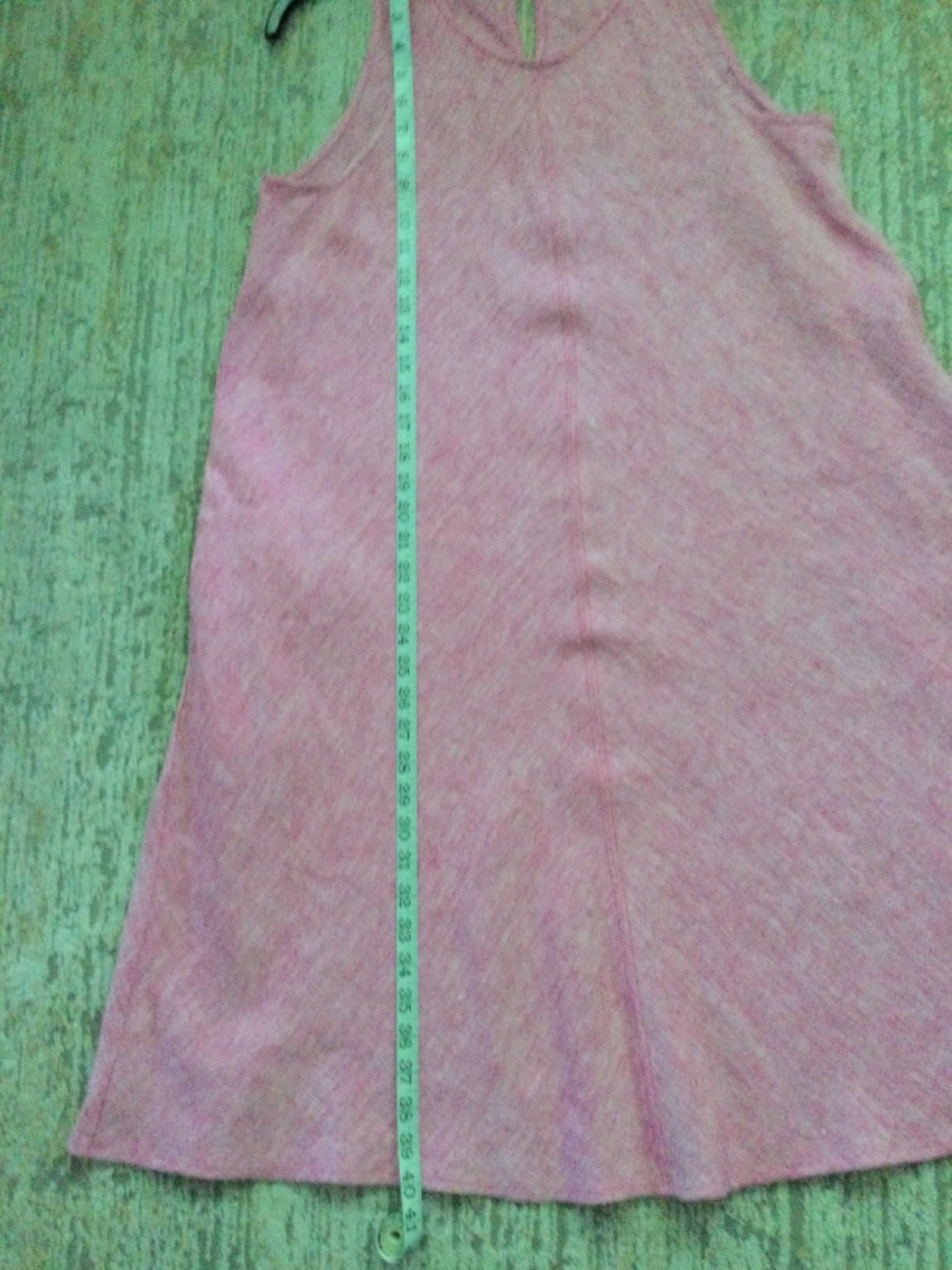 Lands End Pink Heather Linen Midi Dress A-Line Pockets Women Sz ST Boho Coastal