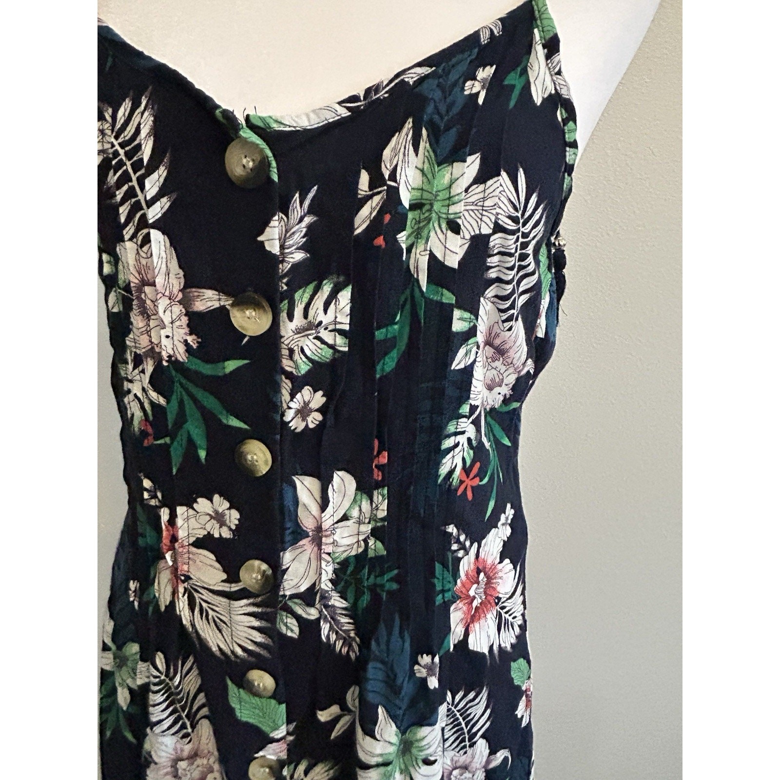 Floral Boho Maxi Dress button down 90s y2k Prairie Cottagecore Hawaiian Sz S