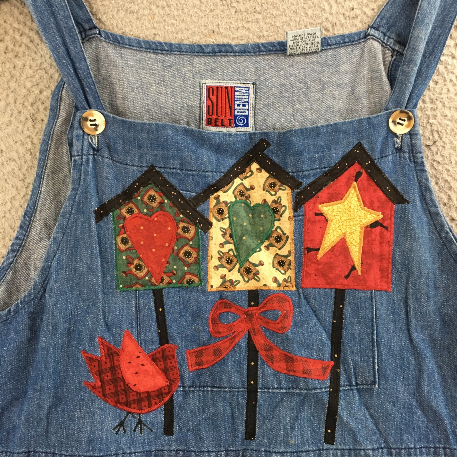Sun Belt Denim Dress Womens Medium Sleeveless Embroidered Casual Cotton Blue