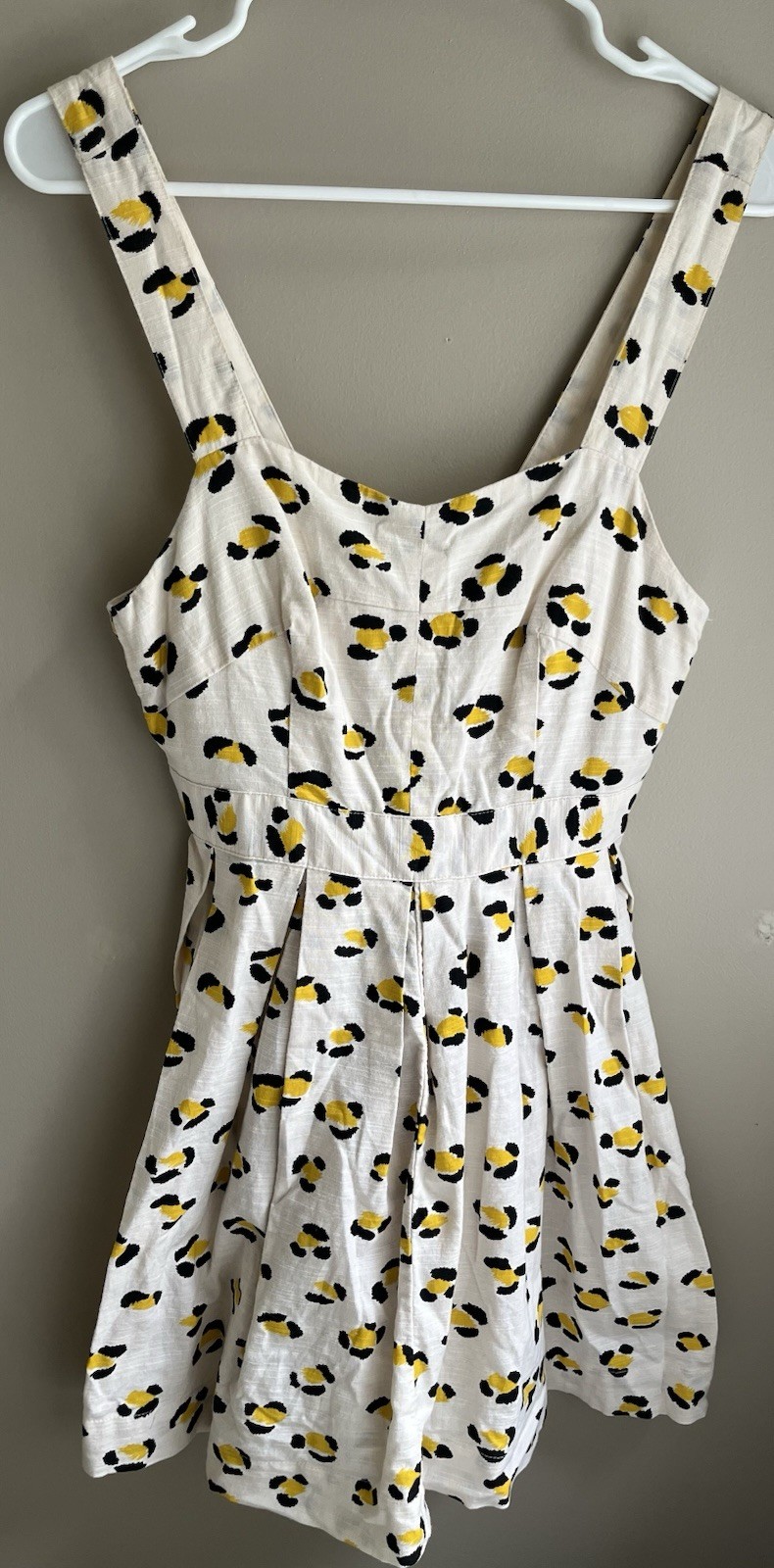 Urban Outfitters Cooperative Dress Sz 2 Cream Yellow/Black Leopard Print Cotton
