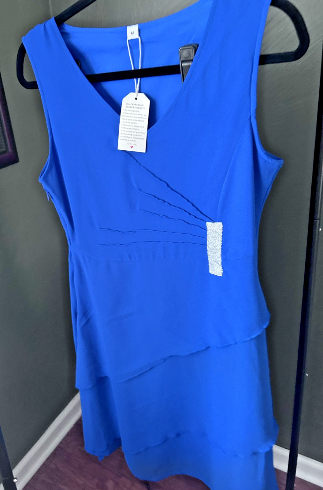 Blue Sleeveless Layered Cocktail Dress Size M NWT Sustainable Brand Party