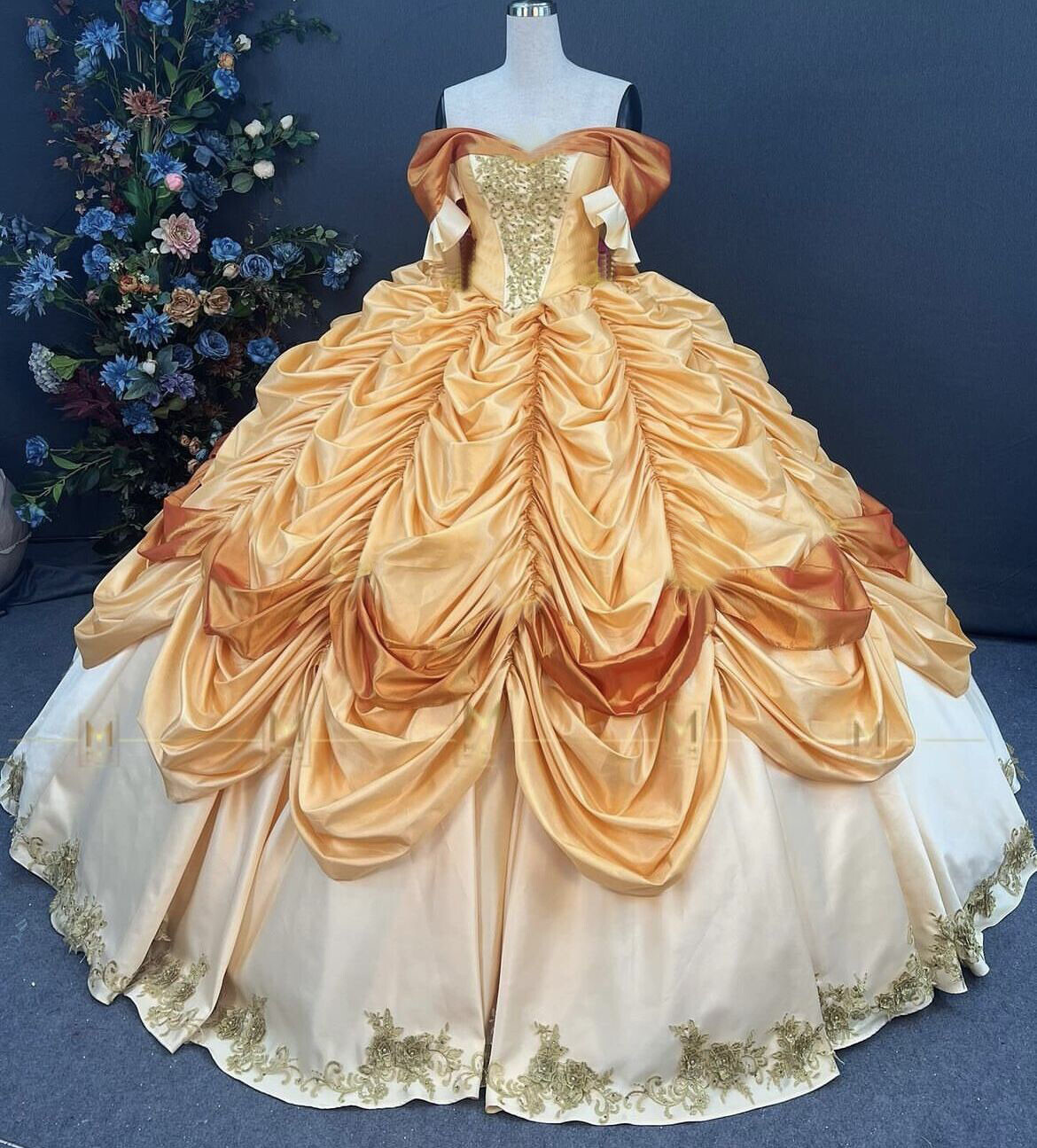 Belle Princess Quinceanera Dresses Satin Sweet 16 Birtdhay Party Prom Ball Gowns