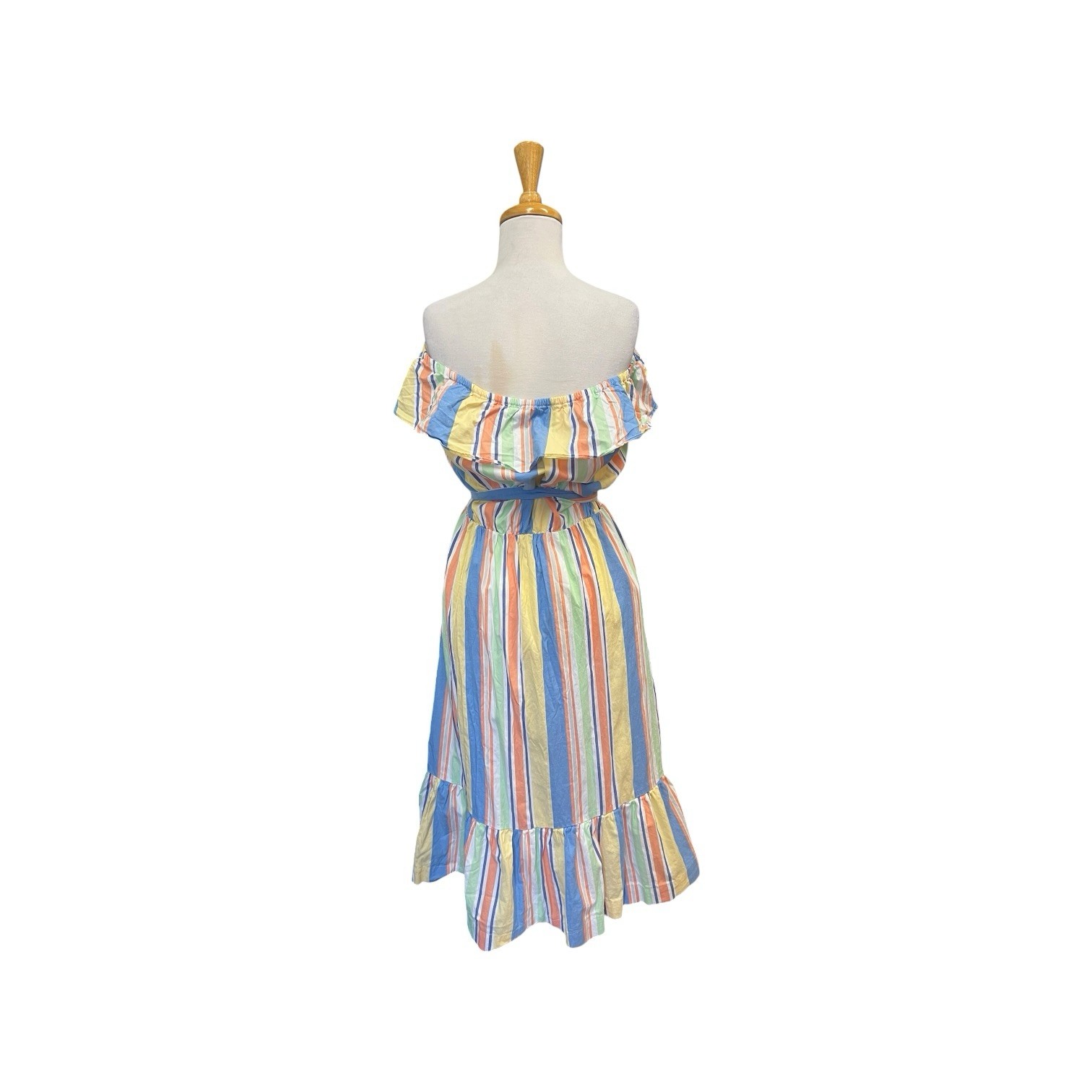 Draper James RSVP Off Shoulder Ruffle Sleeve Midi Dress Size M Medium Stripe