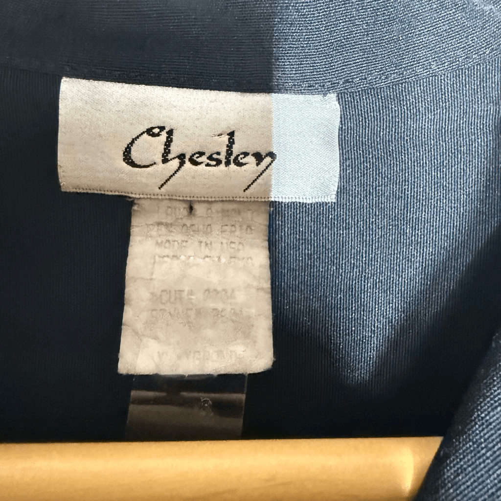 Vintage Chesley Black Long Sleeve Button Up Dress Shirt Collared Snap Closure