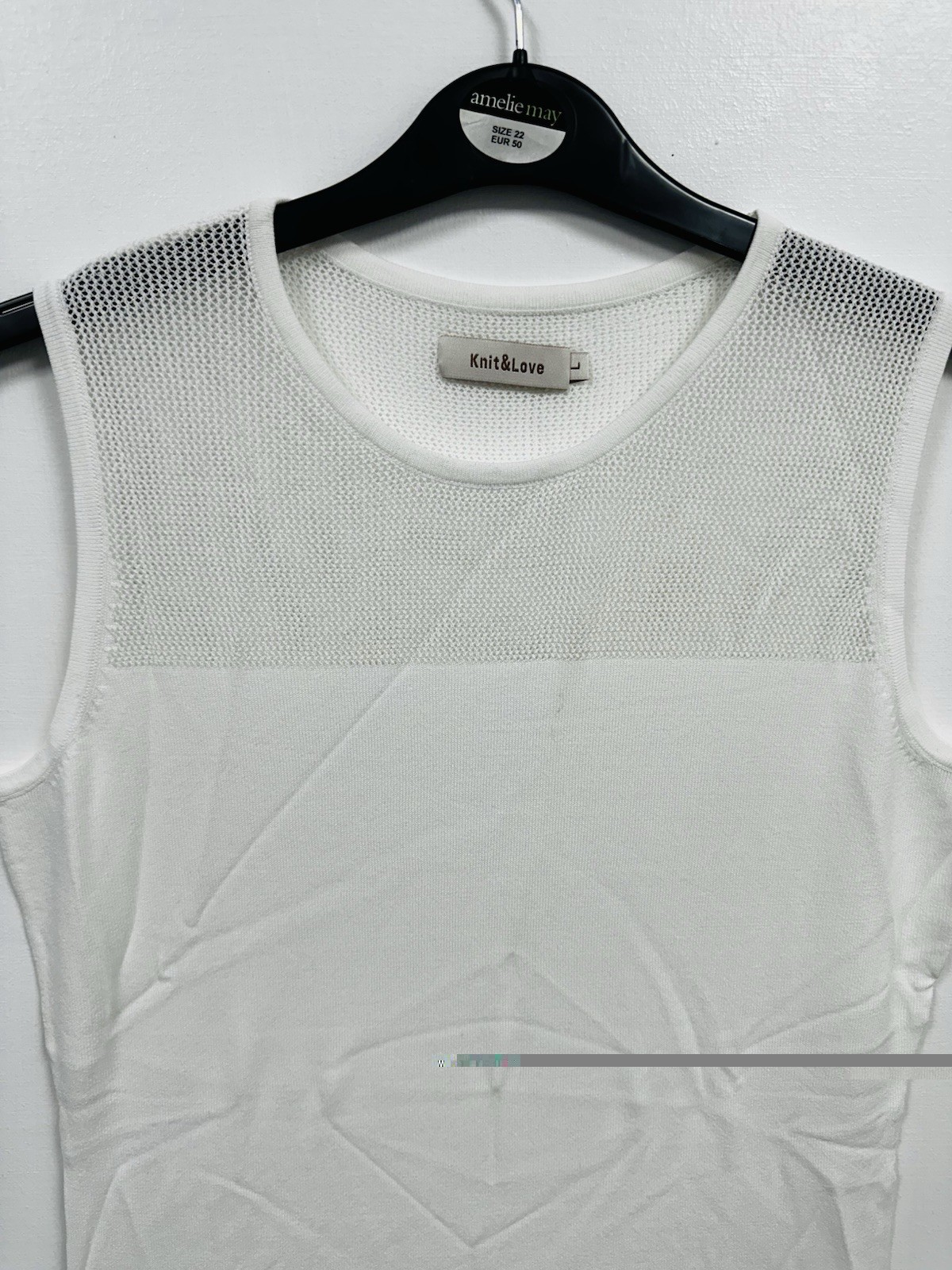 Knit And Love Ladies Slim Fit Pullover Top XL Size White L Size