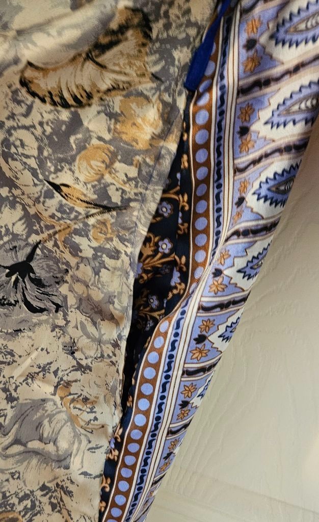 Silk Kimono Robe~ Women’s One Size~ Kimono w/Tie ~Floral ~Gray, Tan,Red,Blue~NEW