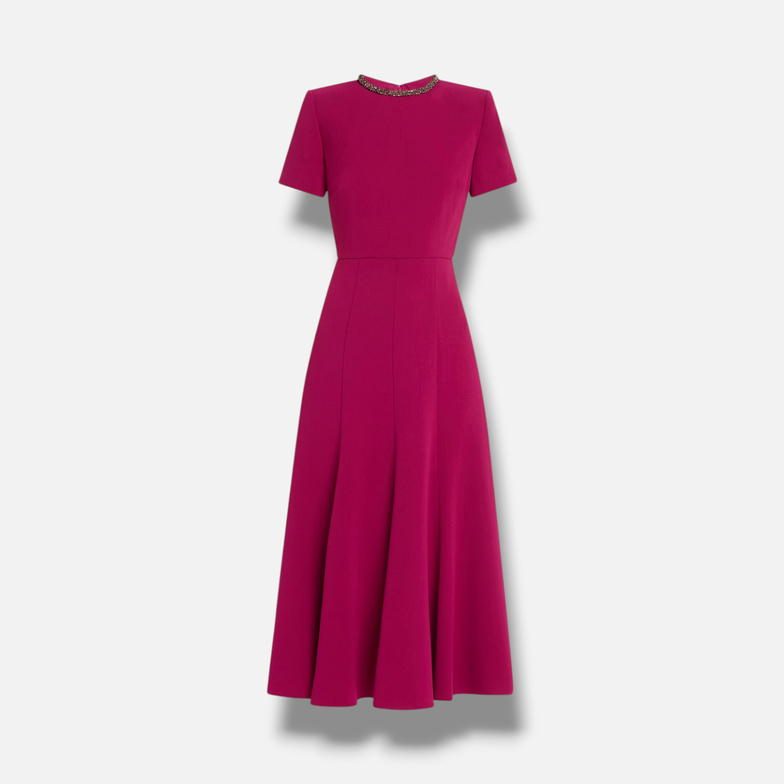 Roland Mouret Women’s Purple Light Cady Embellished Neck Fit&Flare Dress Size 6