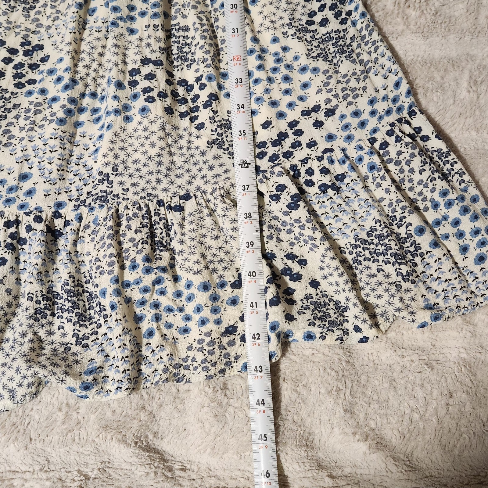 Cedar Rose Midi Dress Womens Sz S Rayon Adjustable Lined Blue Ditsy Floral