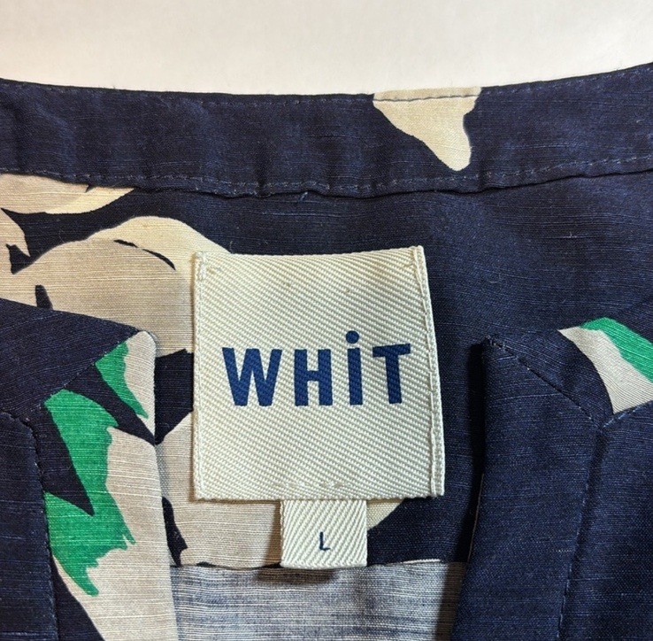 Anthropologie WHIT Silk/Linen Temple Dress in Botanical Print Navy Blue Size L
