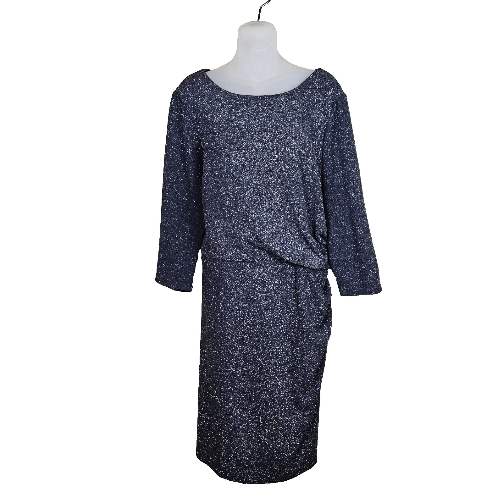ELIZA J Glitter Sheath Dress 20W Cocktail Black Wedding Formal Long Sleeve Party