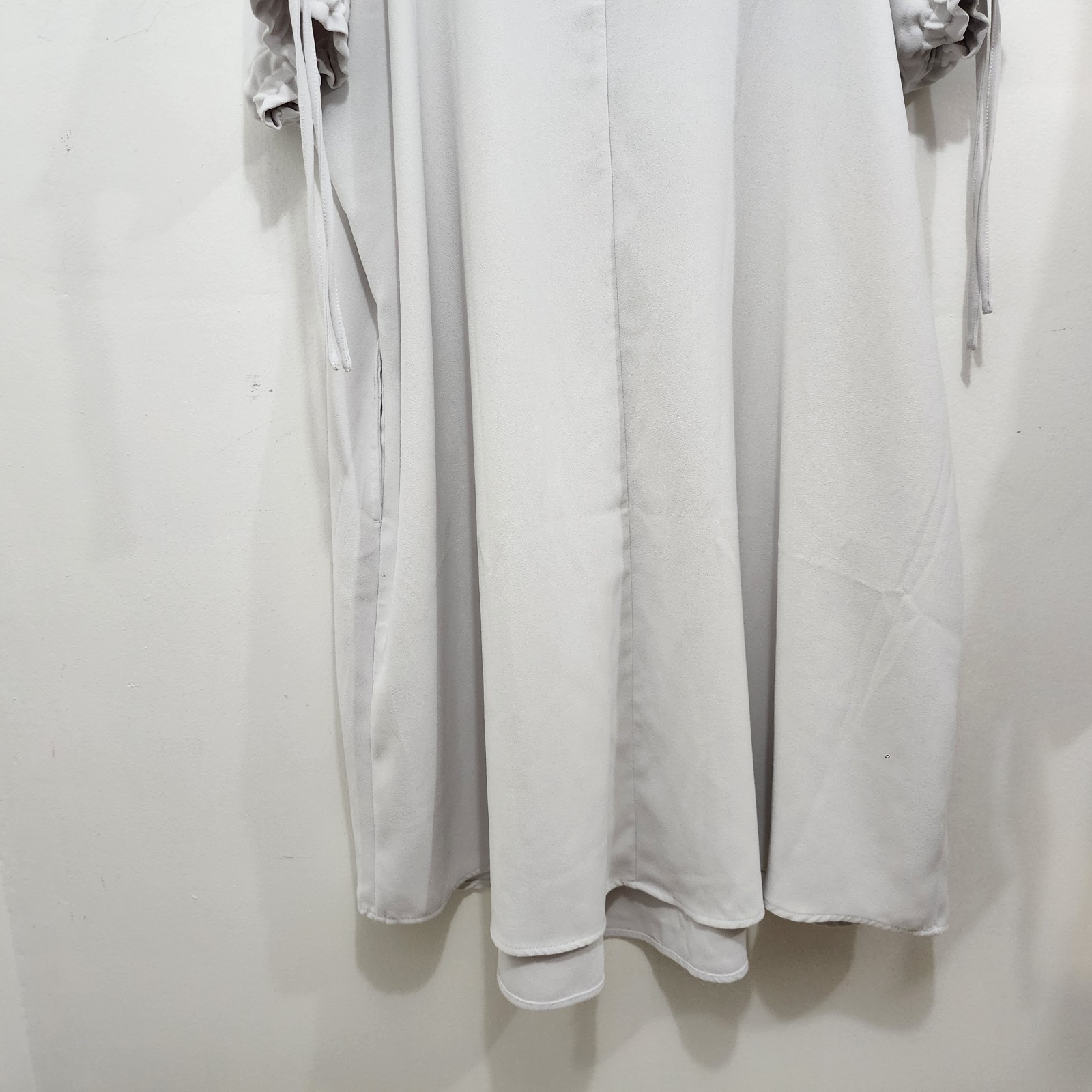 ULLA POPKEN Tie Sleeve Kimono A-line Dress Light Gray Puff Sleeve Pockets 20/22