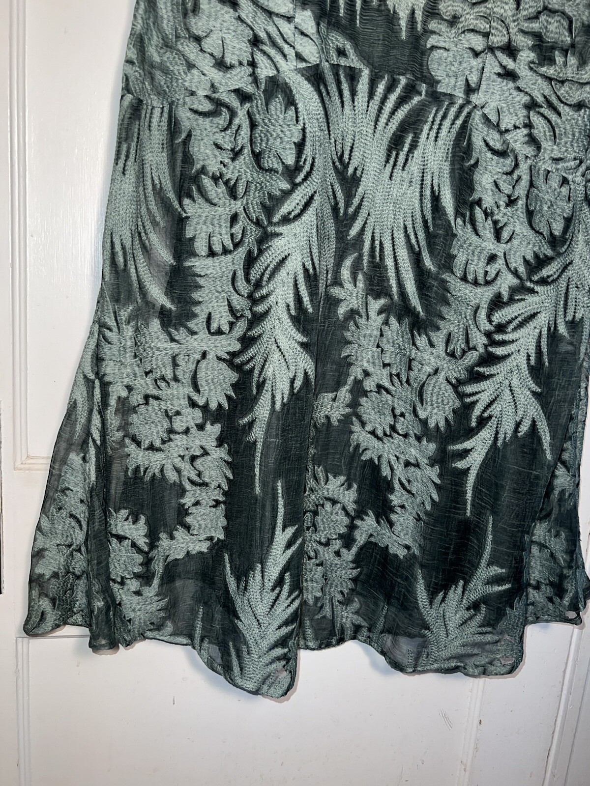 Sundance Cypress Legends Silk Lace Drop Waist Sleeveless Dress Green Sz 10. d540
