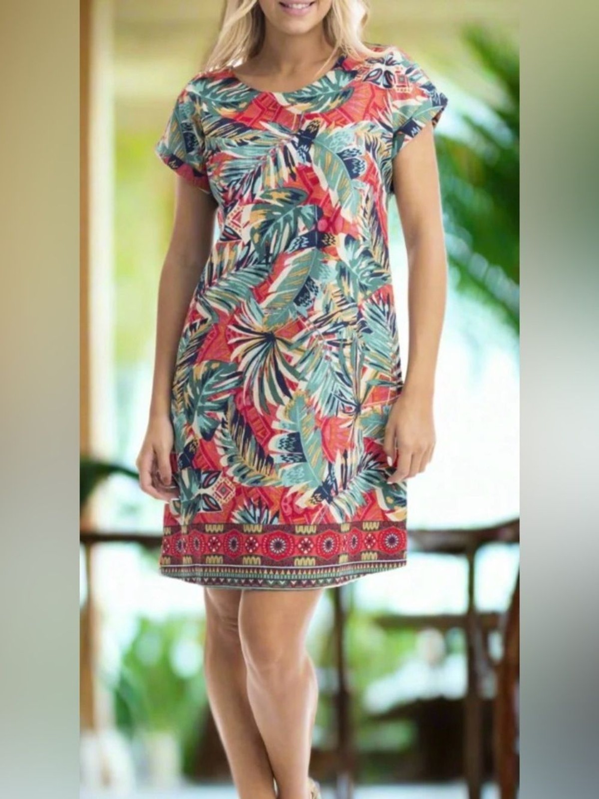 Orientique Naturally Australian Reversible Dress Small Tropical Cotton Vacation