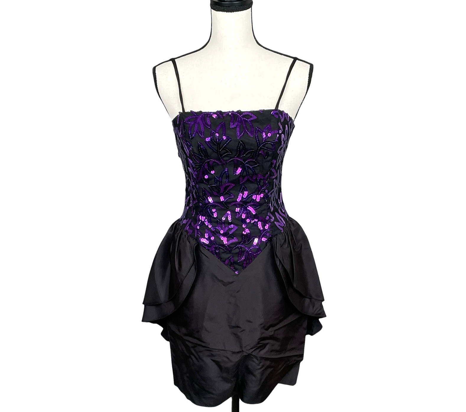 Vintage Nadine Purple Sequin Layered Mini Dress Size 9/10 Homecoming Whimsigoth