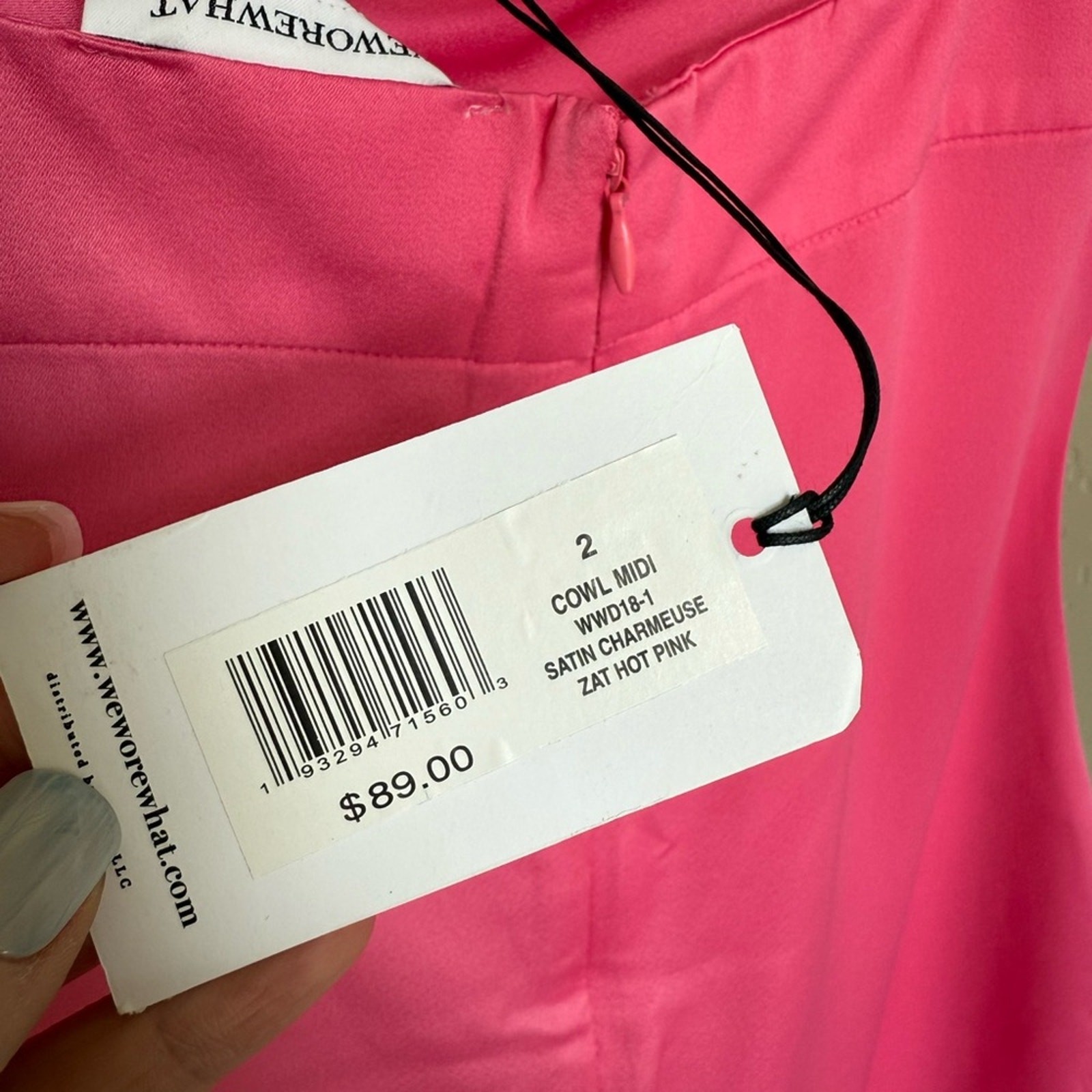 WeWoreWhat Revolve Cowl Midi Satin Charmeuse in Hot Pink Size 2