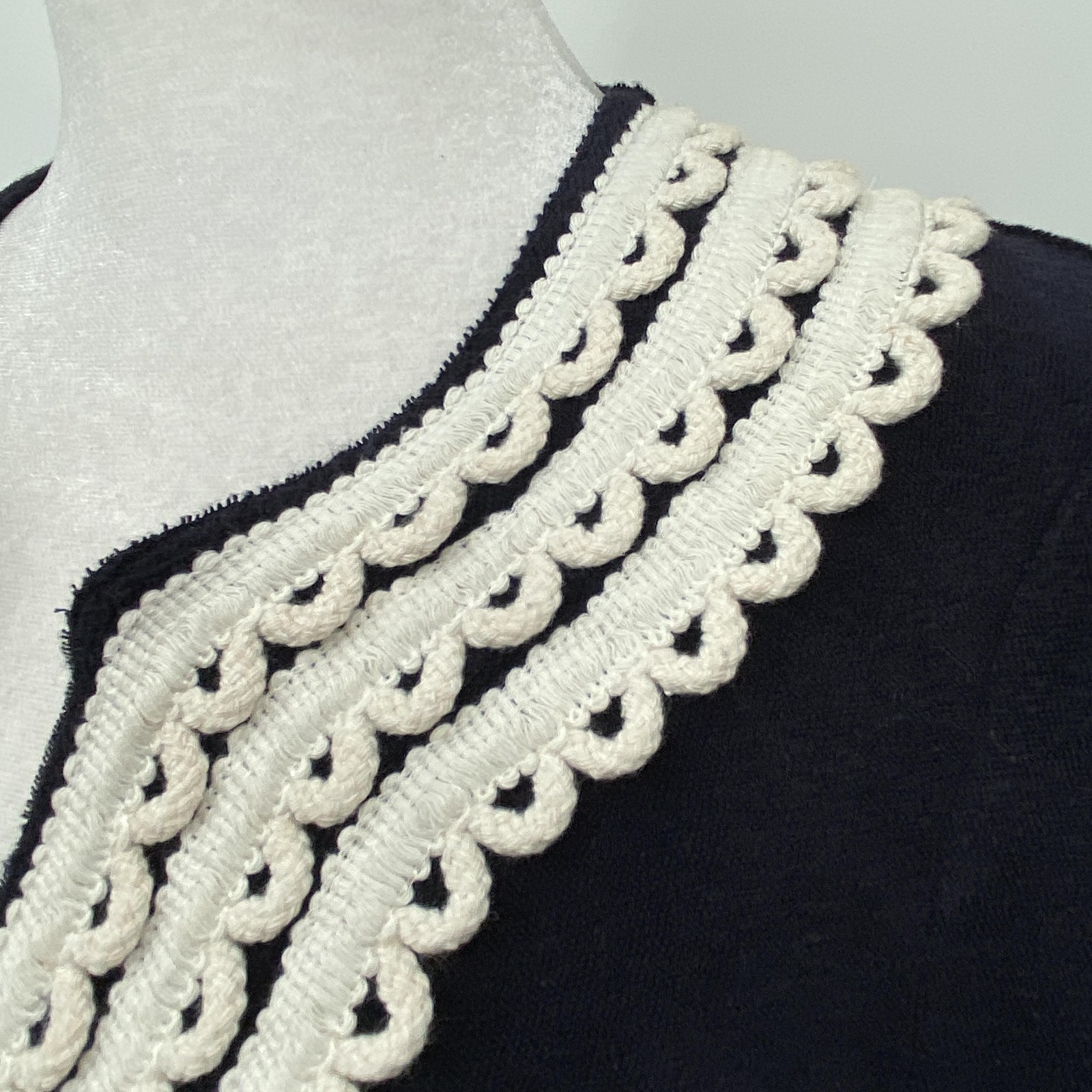 Tory Burch Dress Womens Small Navy Cream Crochet Trim Cover Up Cruise Resort