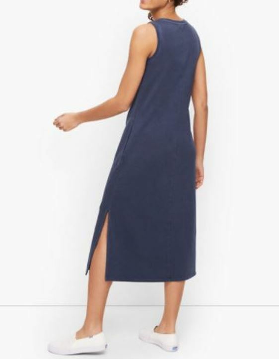 Talbots Plus Blue TERRY cotton Midi DRESS beach resort 3X pockets nautical
