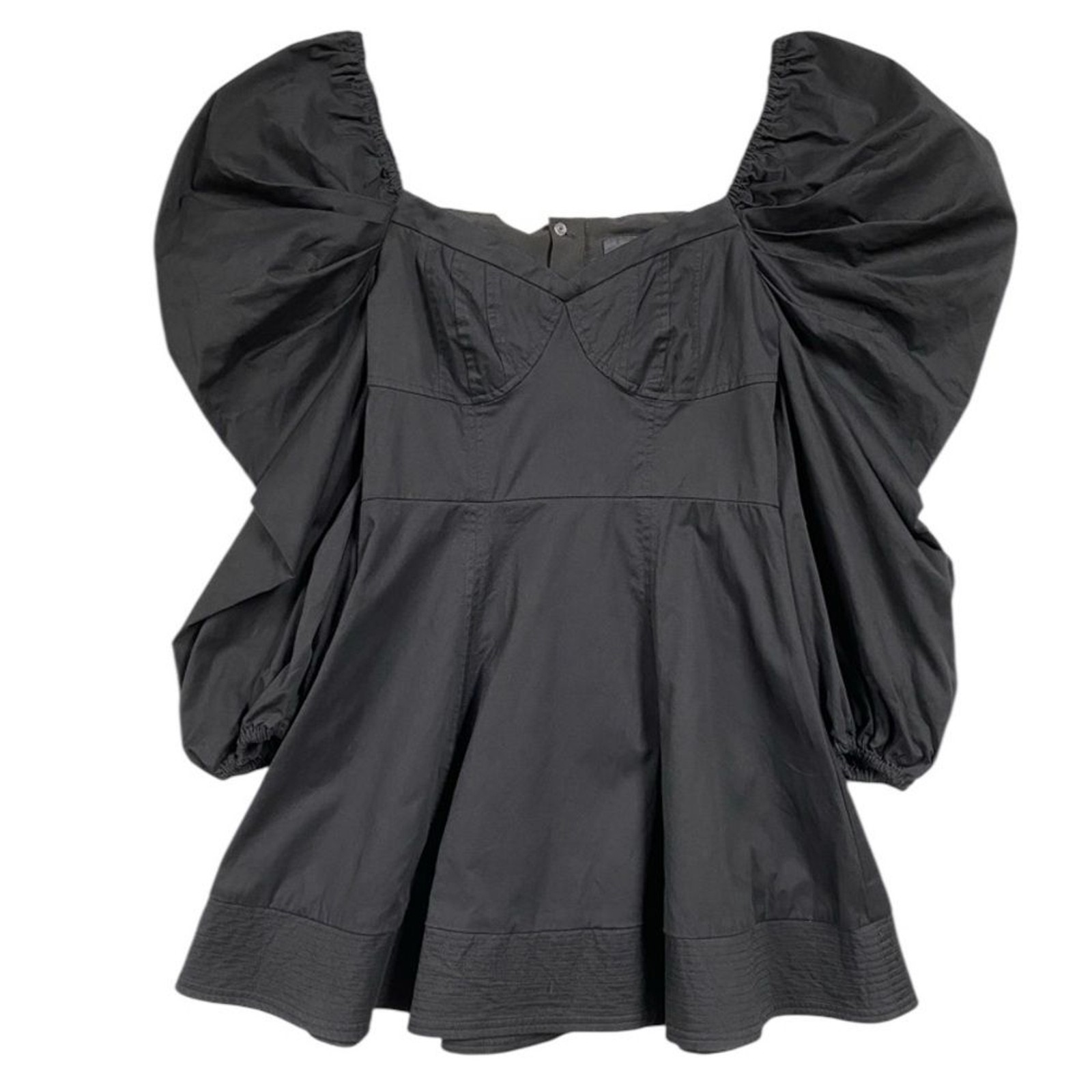 C/MEO Collective Silhouette Mini Dress Puff Sleeve Retro LBD Size S