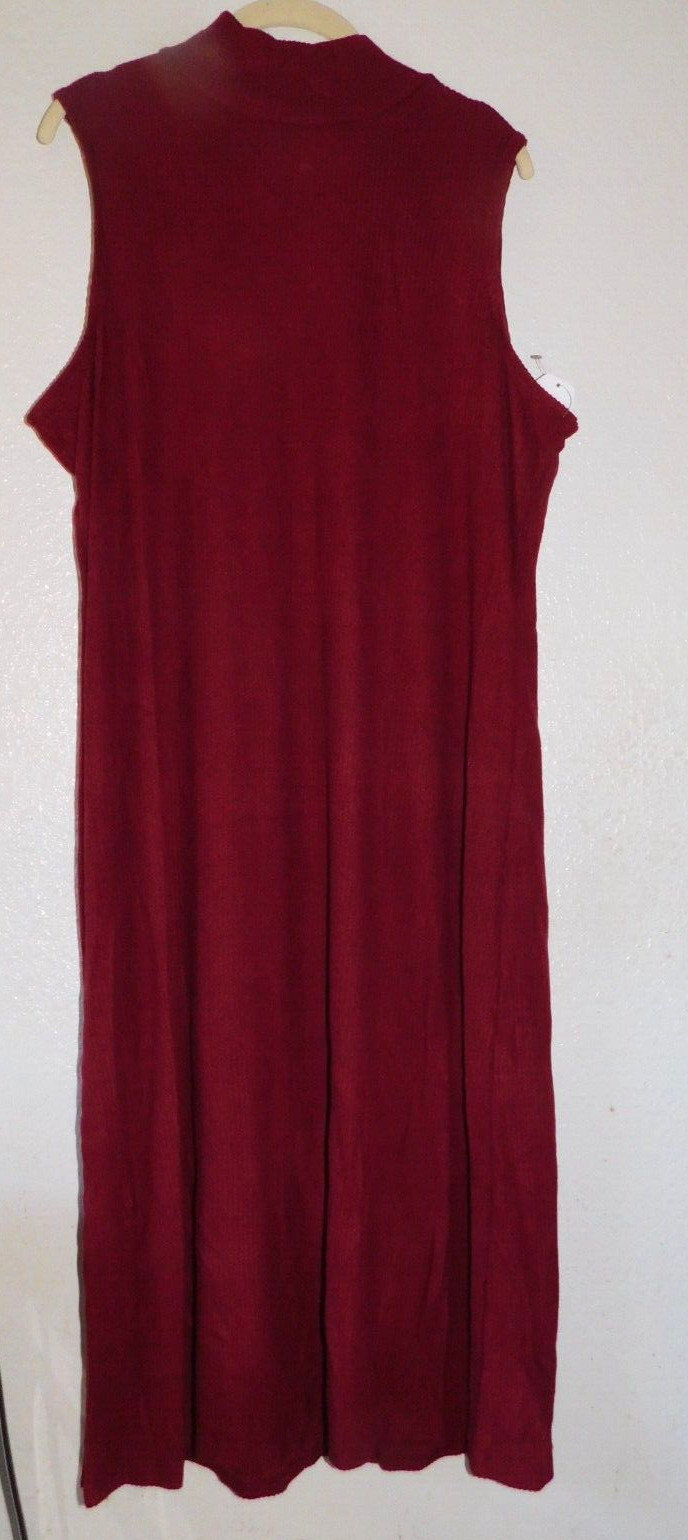 Sleeveless Dress XL 16 18 Maroon Basic Casual High Neck Knee Length Stretch SOFT