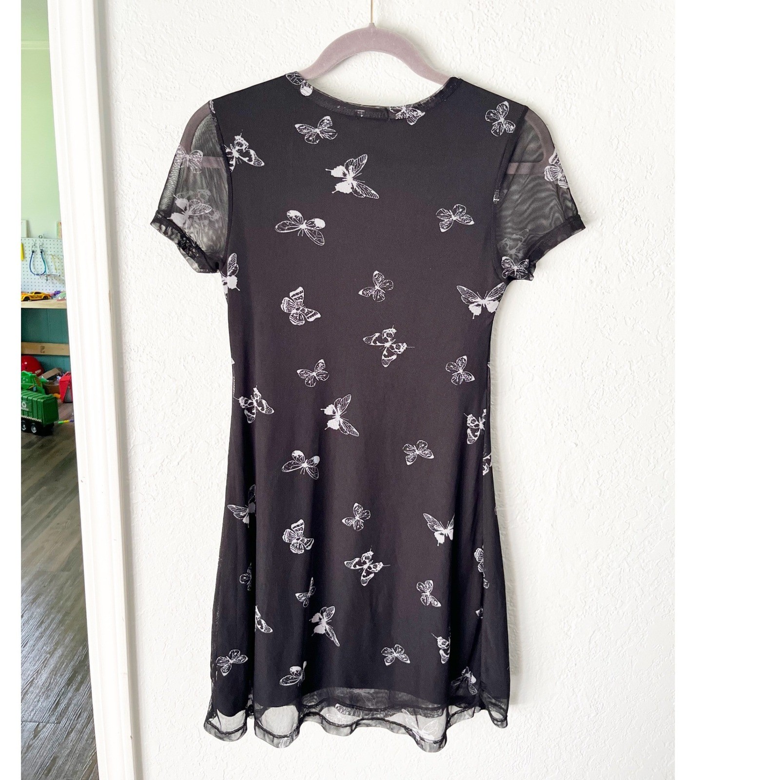 Rue21 Fairycore Mesh Overlay Butterfly Print Dress Size Medium Y2K Grunge