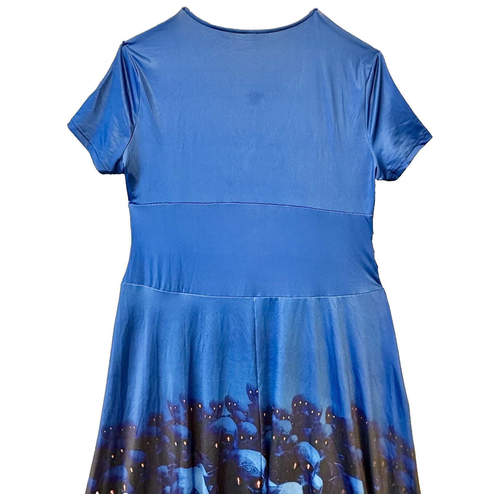 Blue Maxi Skull Print Wrap Front Bodice Dress Short Sleeves Women’s Size XL