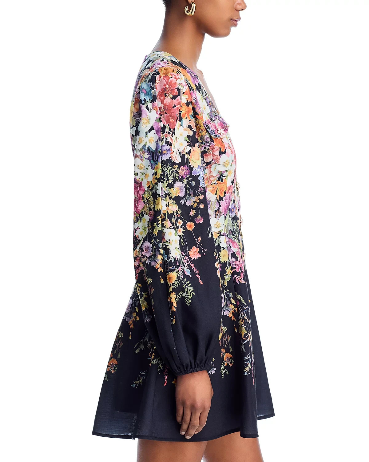 Aqua L97213 Womens Black Floral Print Fit & Flare Mini Dress Size S