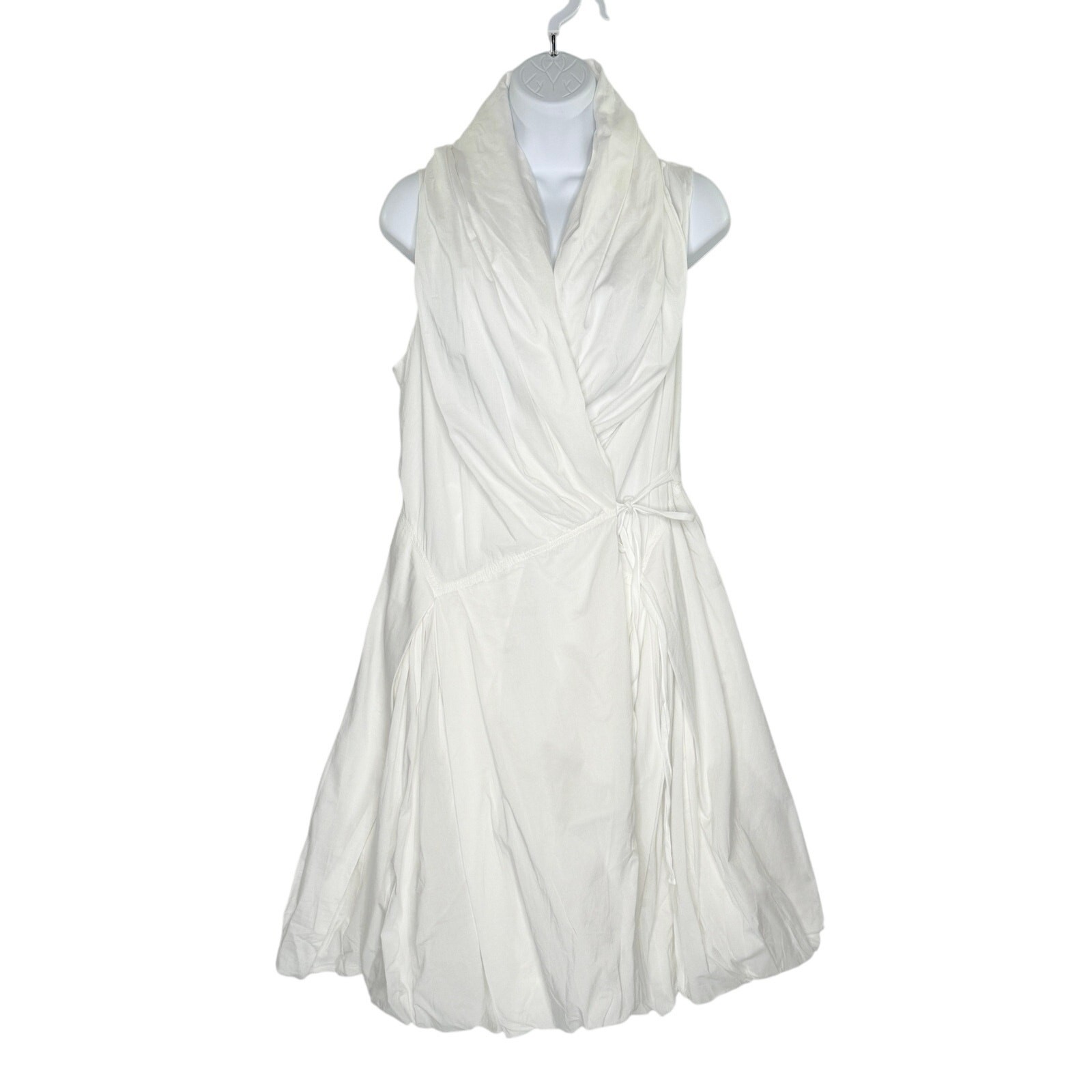 AllSaints Aditya True Wrap Bubble White Mini Dress UK14 US10 100% Cotton