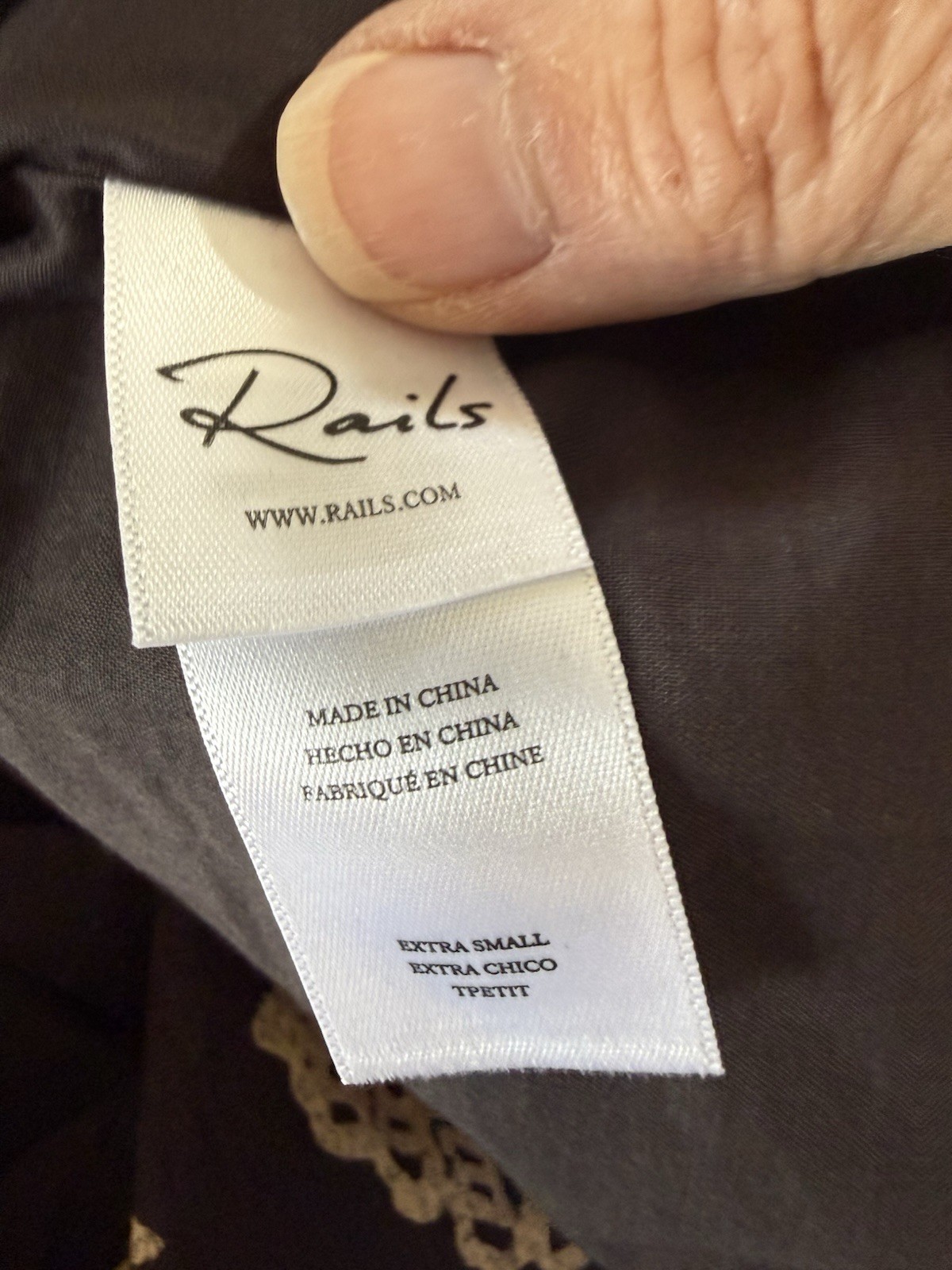 Rails Selani Beach Shells Black Tan One Shoulder Pockets Tropical Cool Sz XS