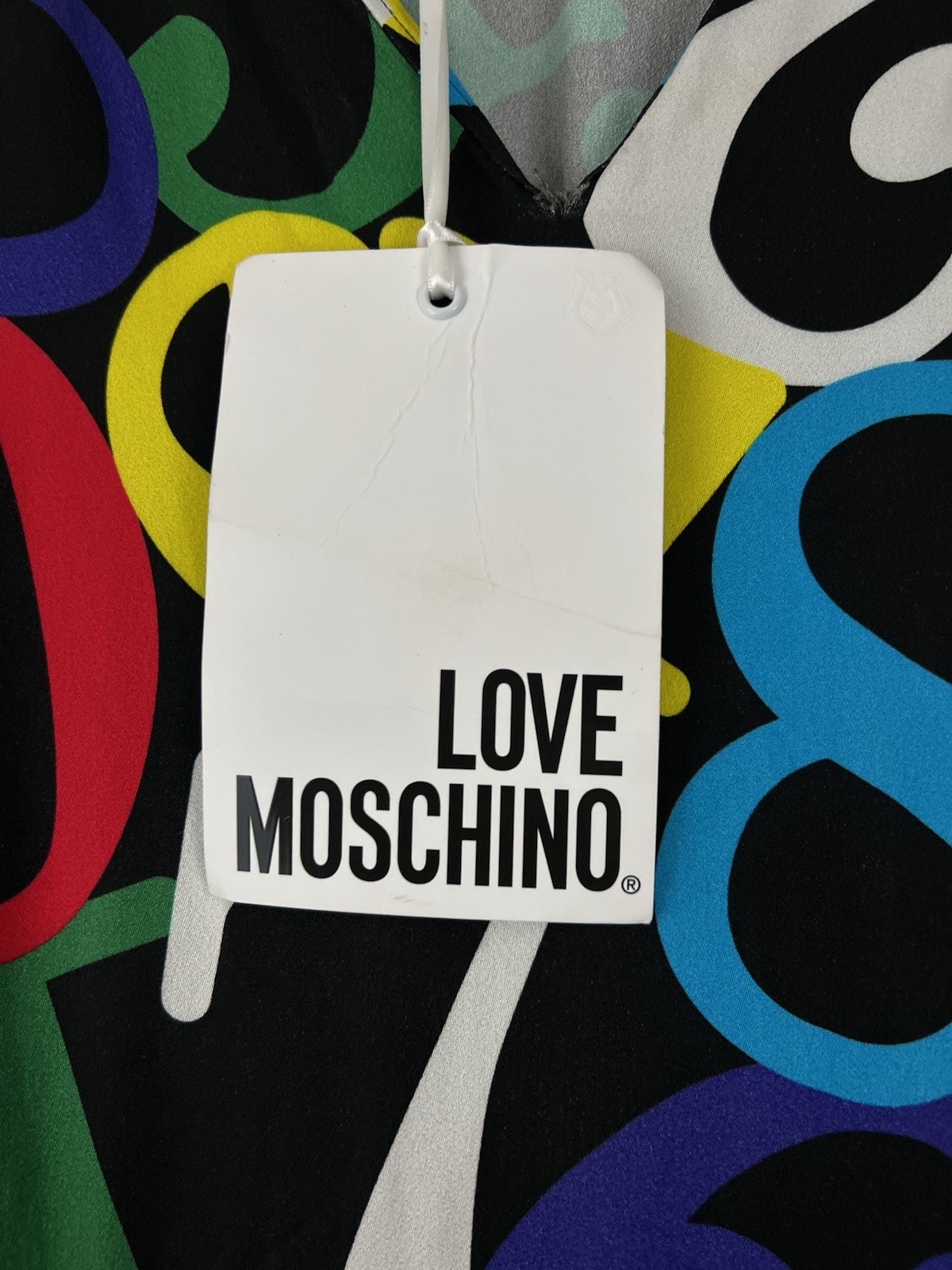 Love Moschino Multicolor Logo Print Long Sleeve V-Neck Shift Short Dress 2