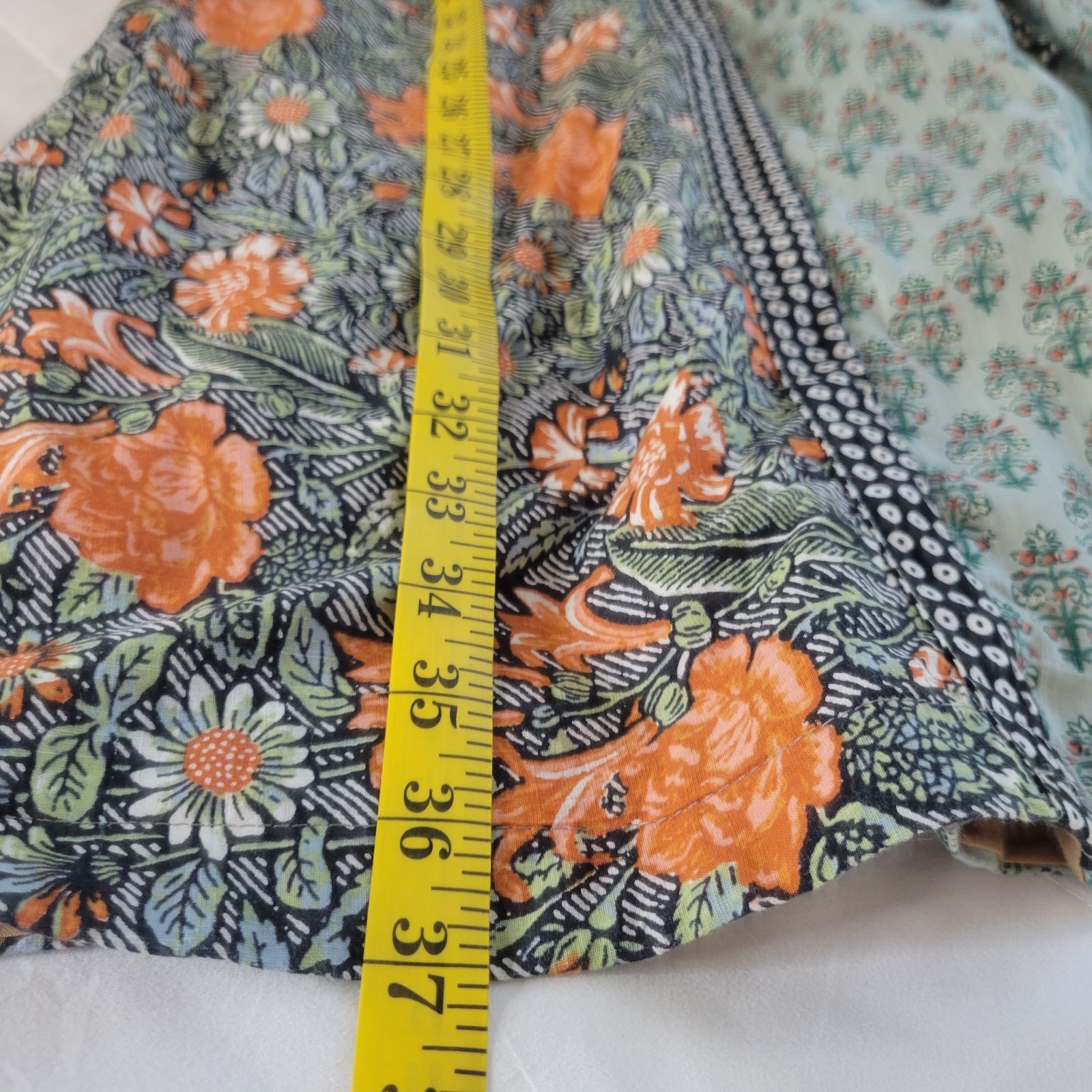 Anthropologie Sz M Astrid Tunic V Neck Floral Printed Lace Flutter Sleeve Dress