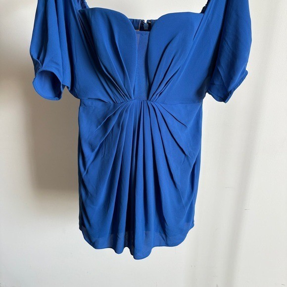 $348 NWT BCBGMaxAzria Drape Detail Mini Dress in Larkspur Blue Sz 4