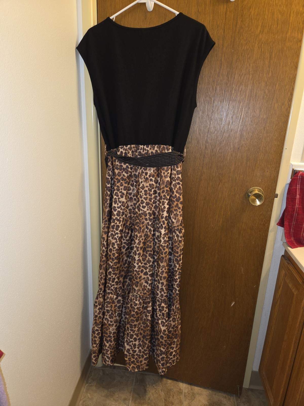 She + Sky Womens 2xl Drop Sleeve Knit And Woven Combo Animal Print Dress New Nwt