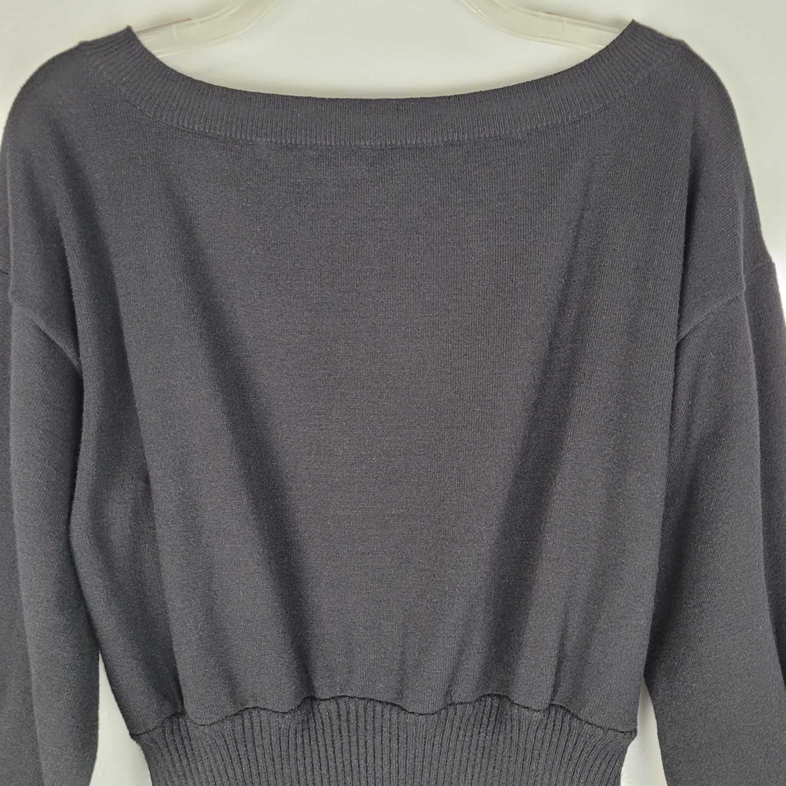 Beginning Boutique Size 12 Mini Sweater Dress Long Puff Sleeve Black
