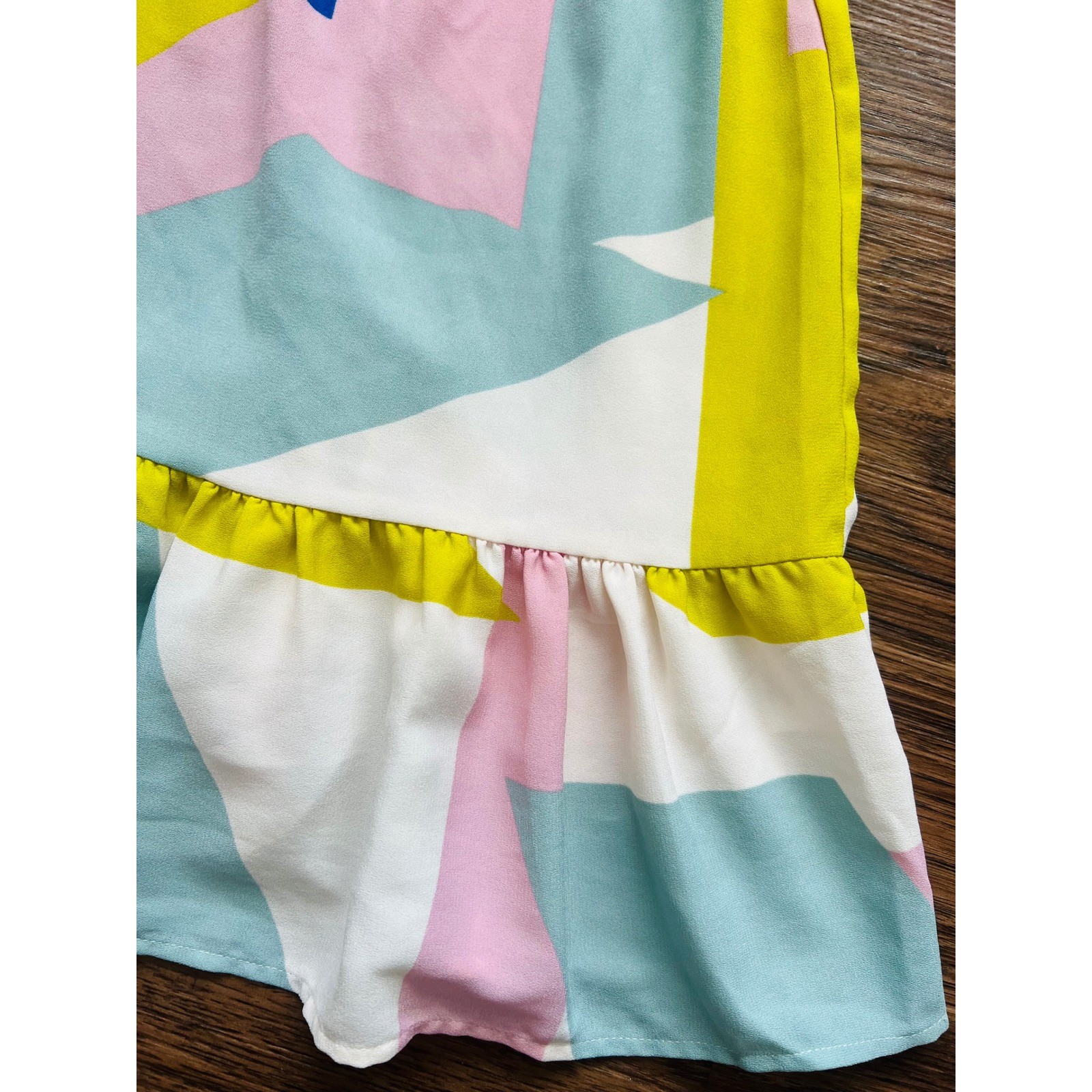 ModCloth Womens Abstract Geometric Print Ruffle Mini Dress Multi-Color Size L